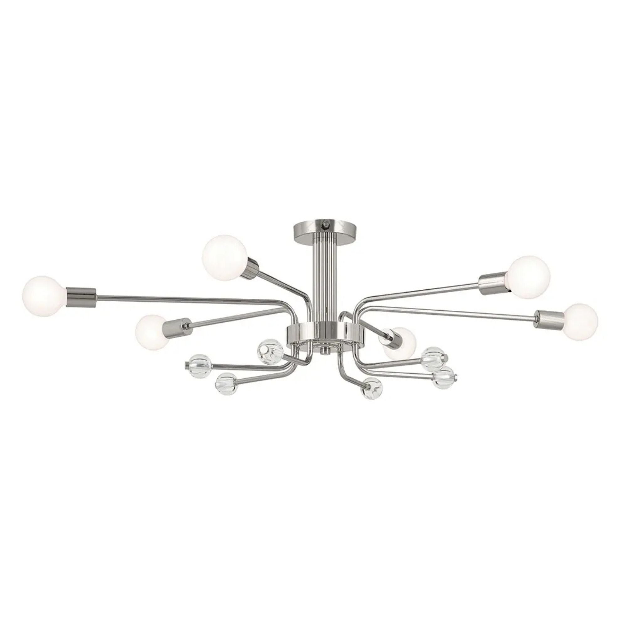 Ocala 41" 6-Light Semi-Flush Mount, Polished Nickel Finish
