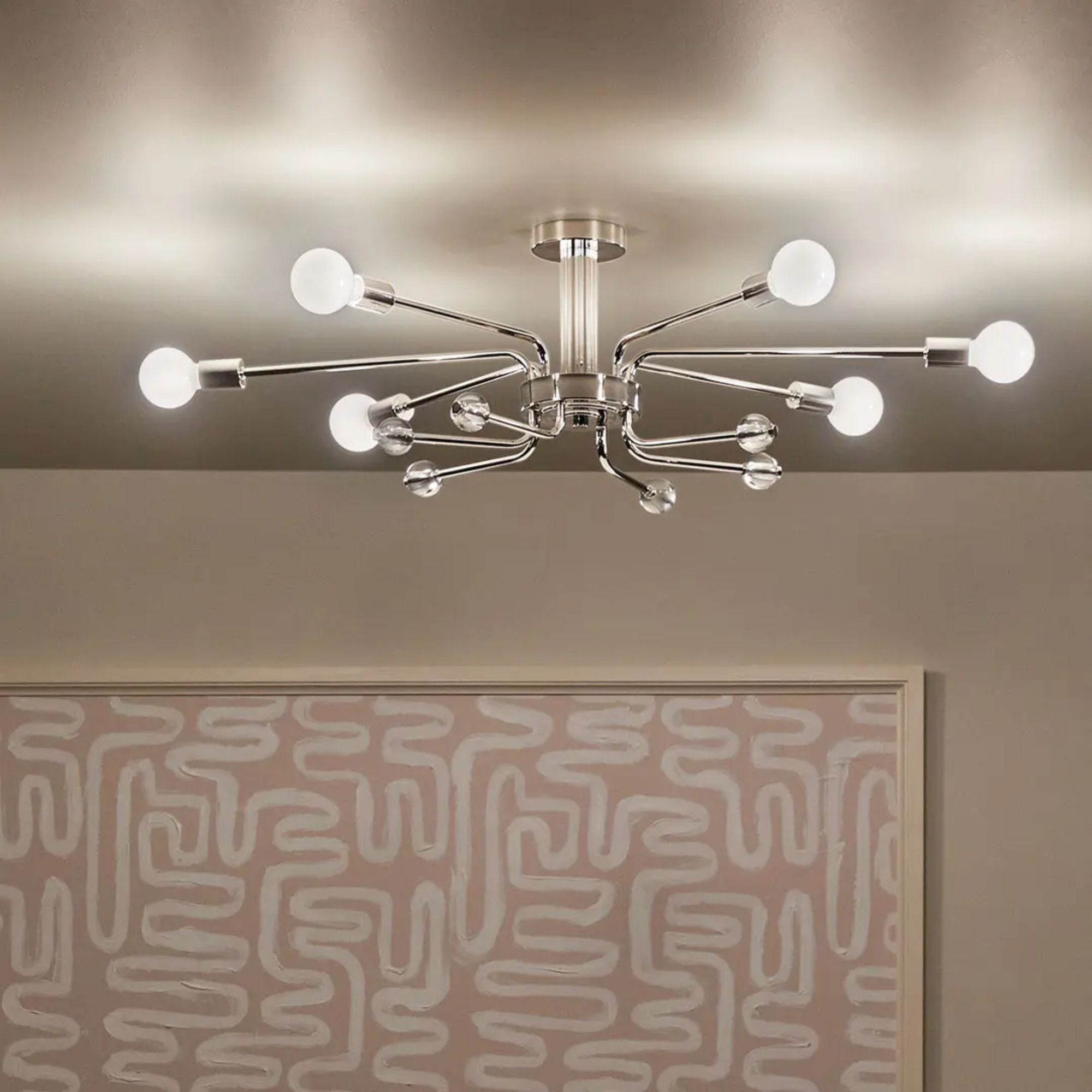 Ocala 41" 6-Light Semi-Flush Mount, Polished Nickel Finish