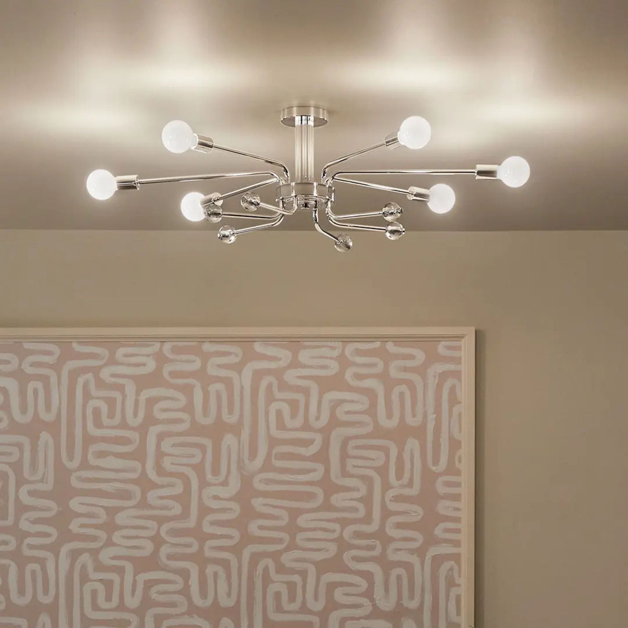Ocala 41" 6-Light Semi-Flush Mount, Polished Nickel Finish