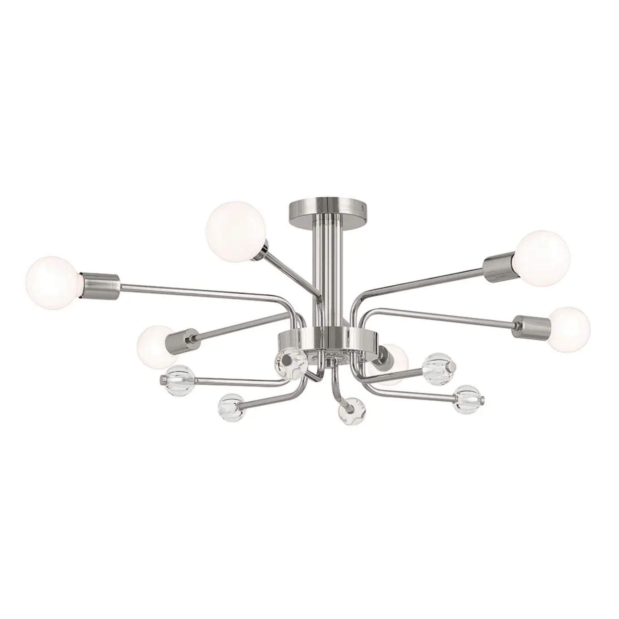 Ocala 41" 6-Light Semi-Flush Mount, Polished Nickel Finish