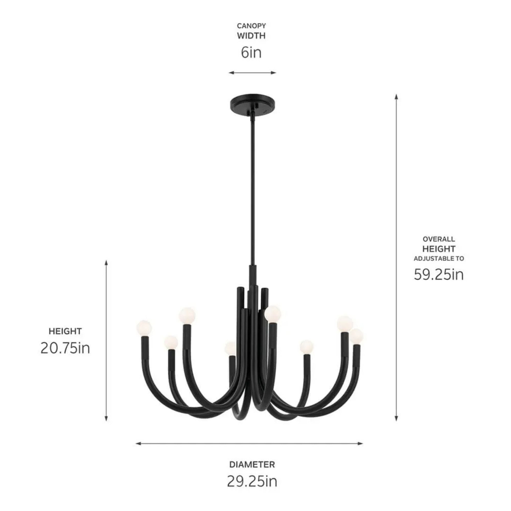 Kichler Odensa 29.25 in. 8-Light Chandelier, Black