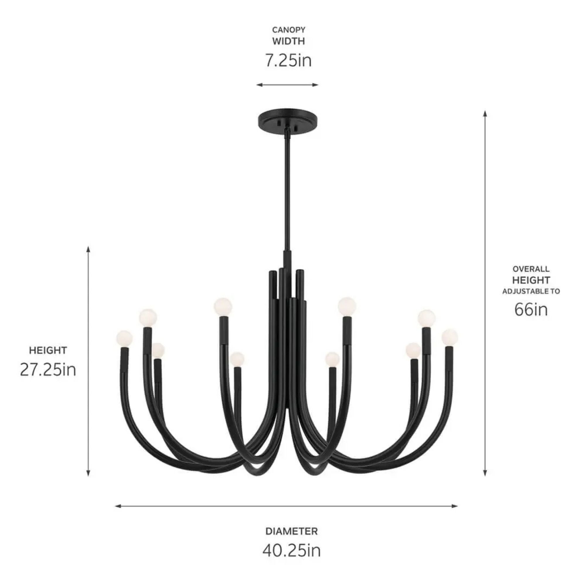 Kichler Odensa 40.25 in. 10-Light Chandelier, Black