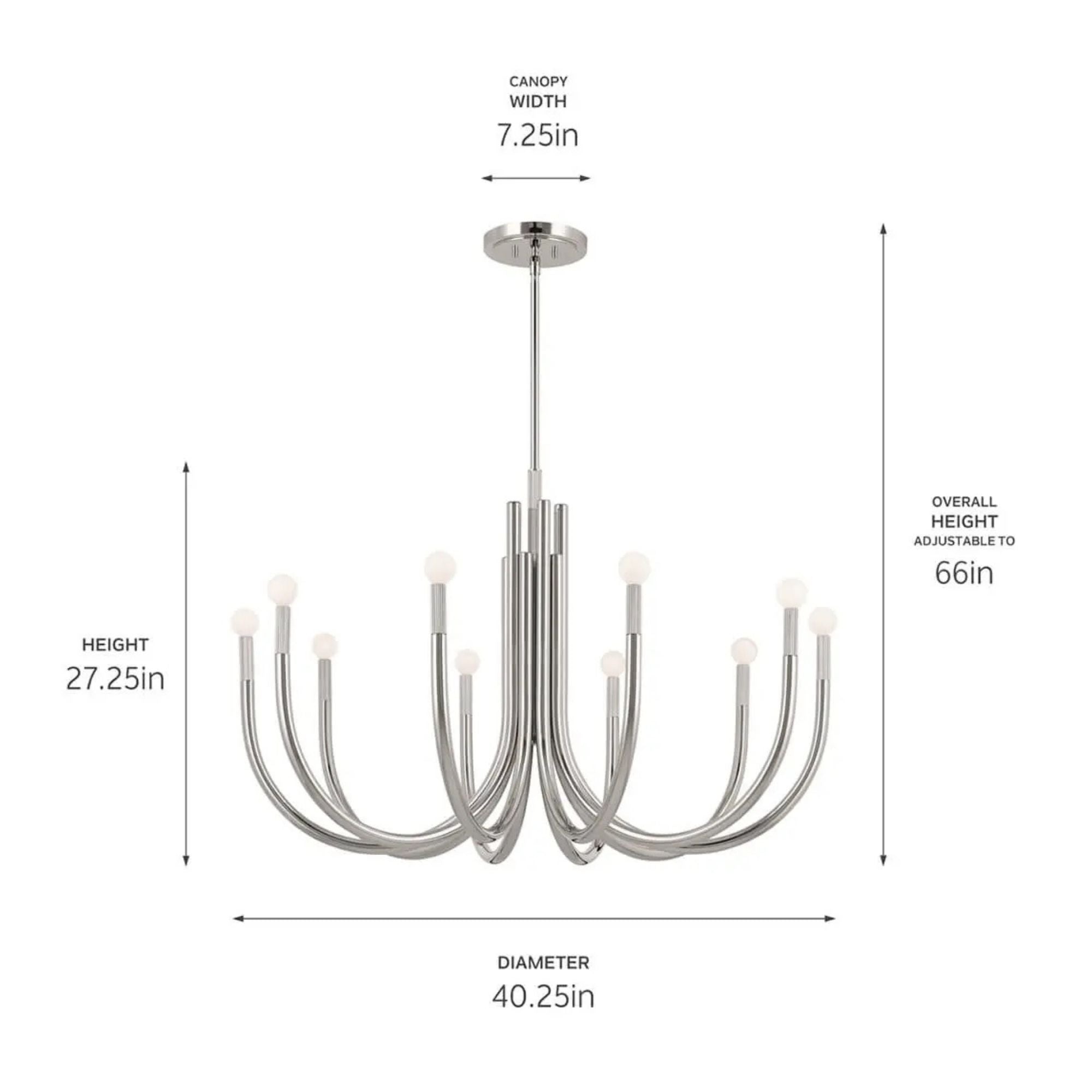 Kichler Odensa 40.25 in. 10-Light Chandelier, Polished Nickel