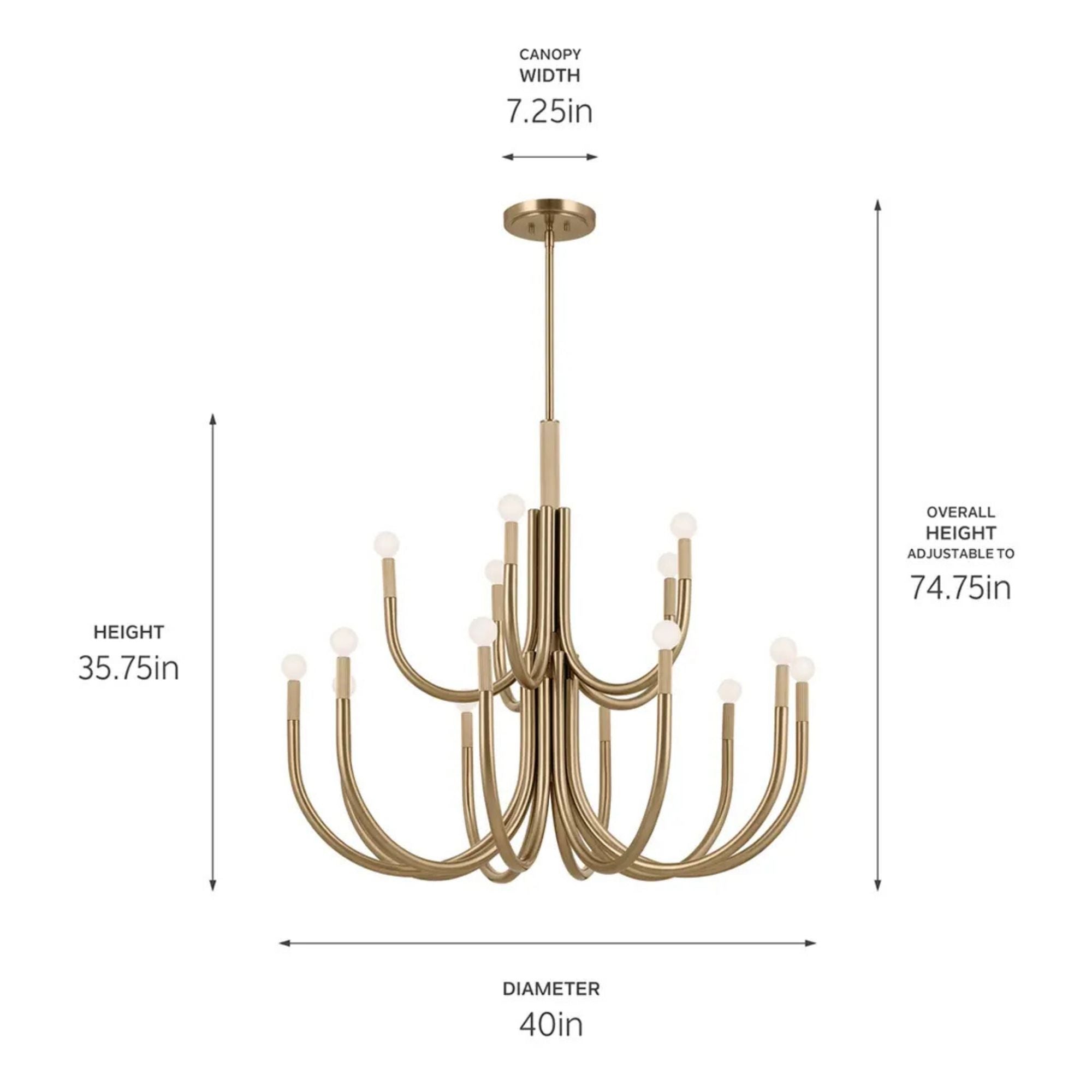 Kichler Odensa 40 in. 15-Light Chandelier, Champagne Bronze