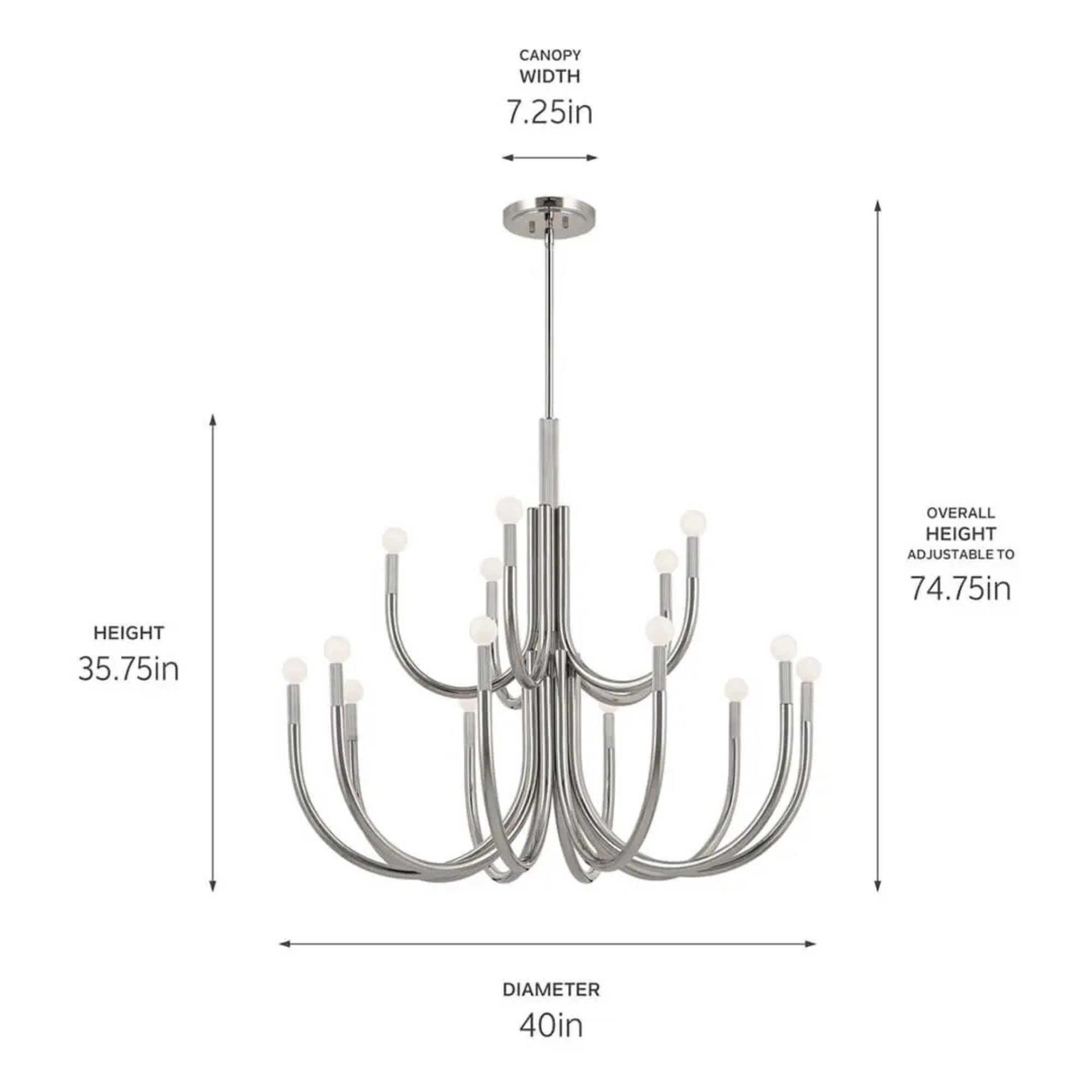 Kichler Odensa 40 in. 15-Light Chandelier, Polished Nickel