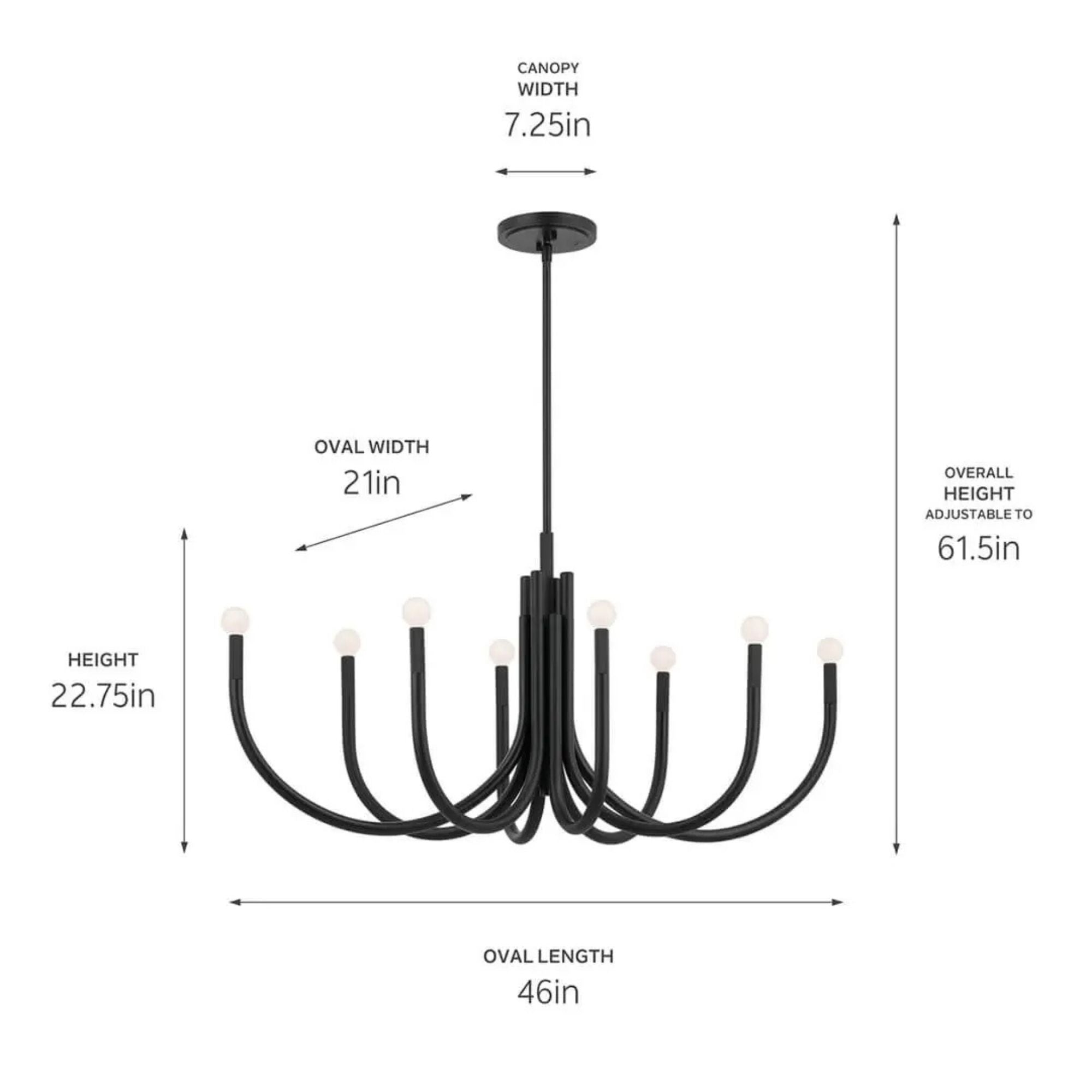 Kichler Odensa 46 in. 8-Light Oval Chandelier, Black