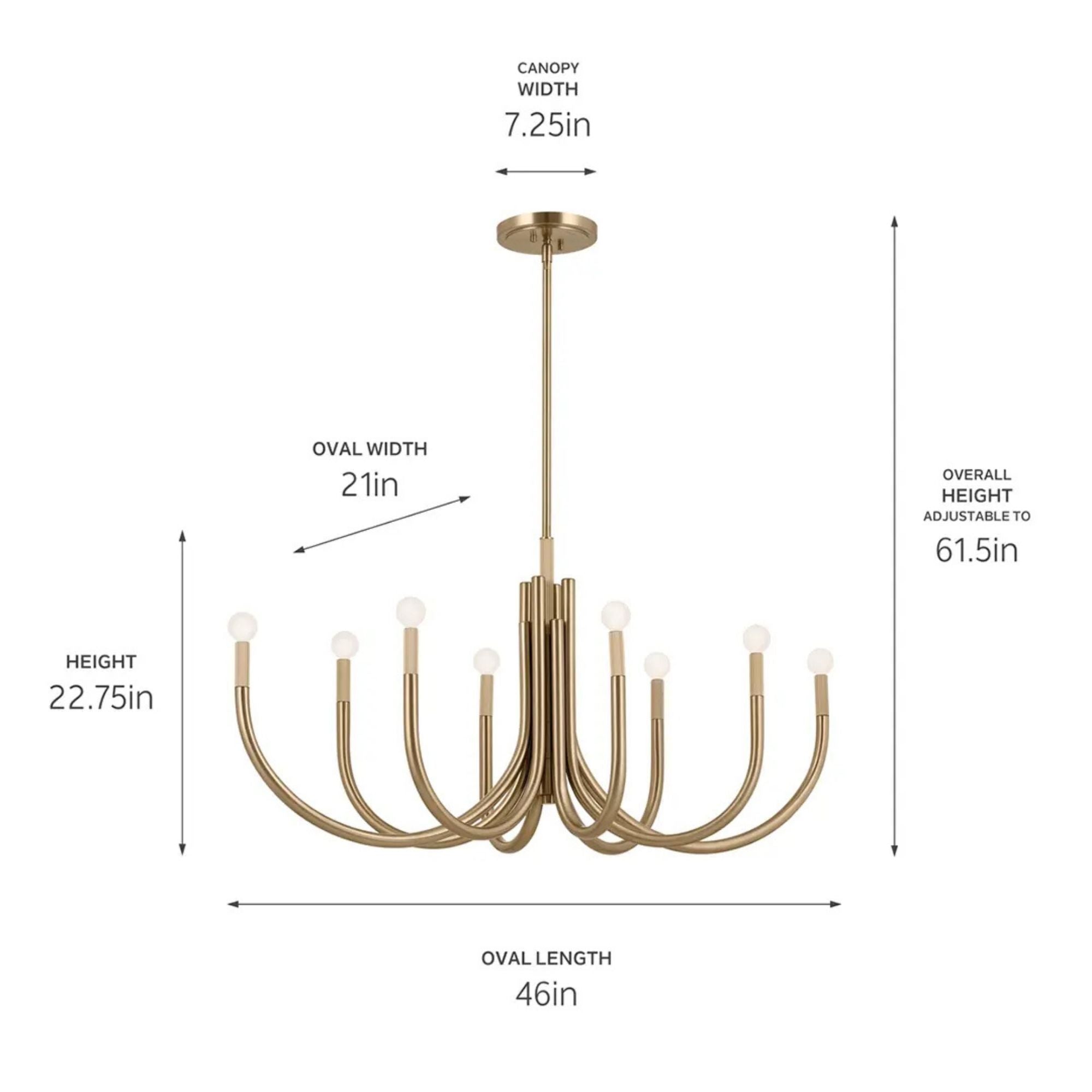 Kichler Odensa 46 in. 8-Light Oval Chandelier, Champagne Bronze