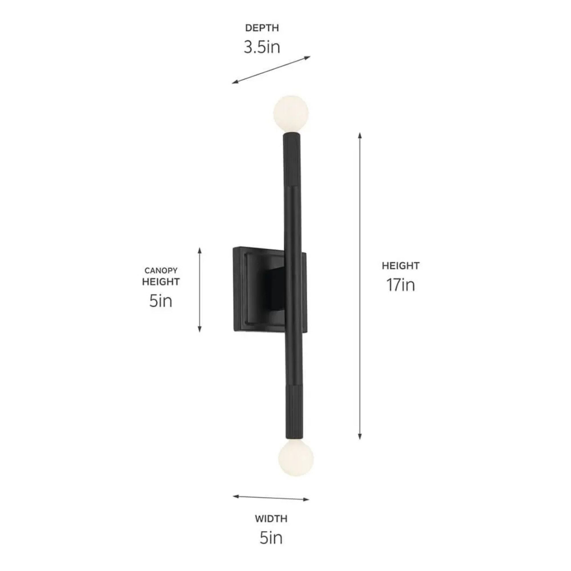 Kichler Odensa 17 in. 2-Light Wall Sconce, Black