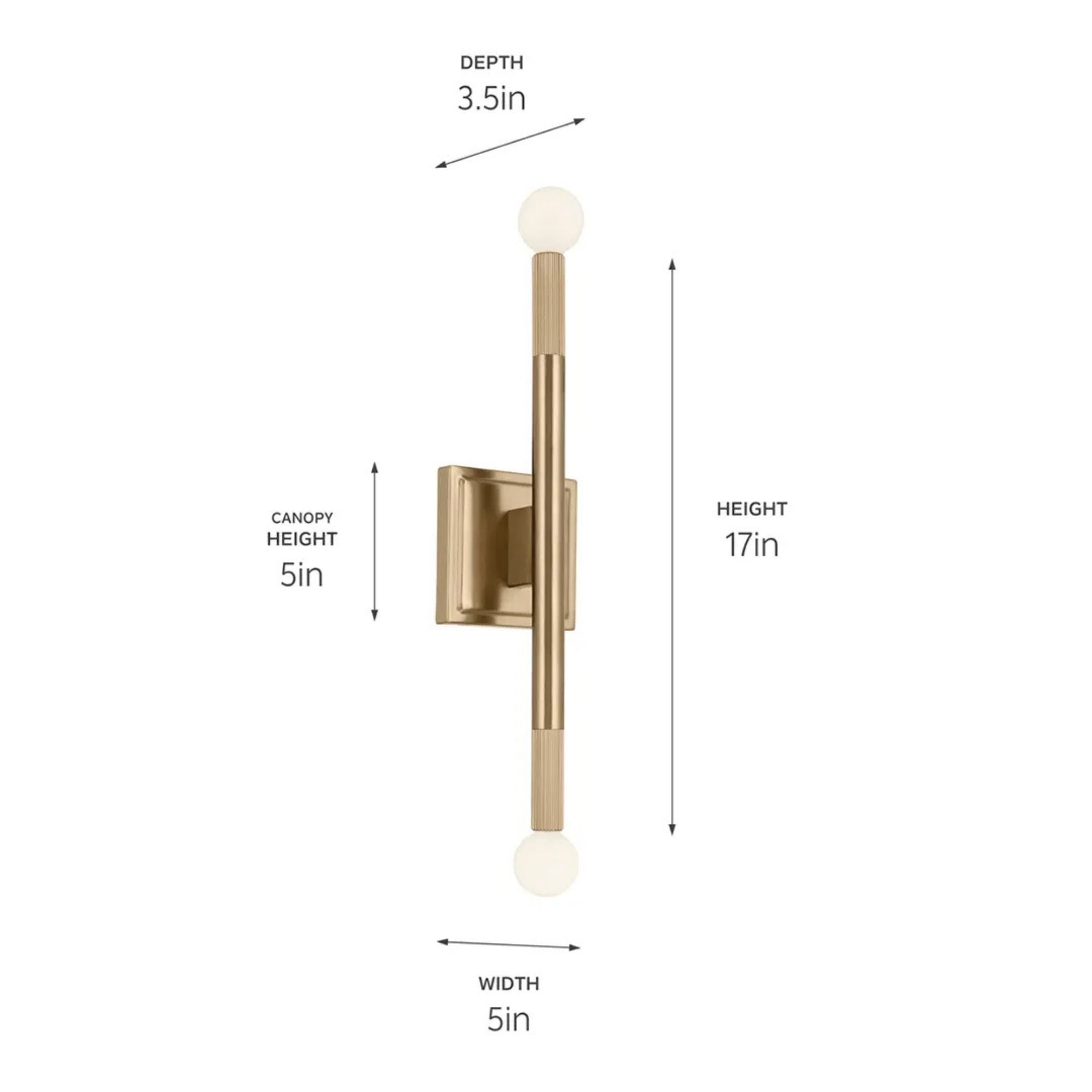 Kichler Odensa 17 in. 2-Light Wall Sconce, Champagne Bronze