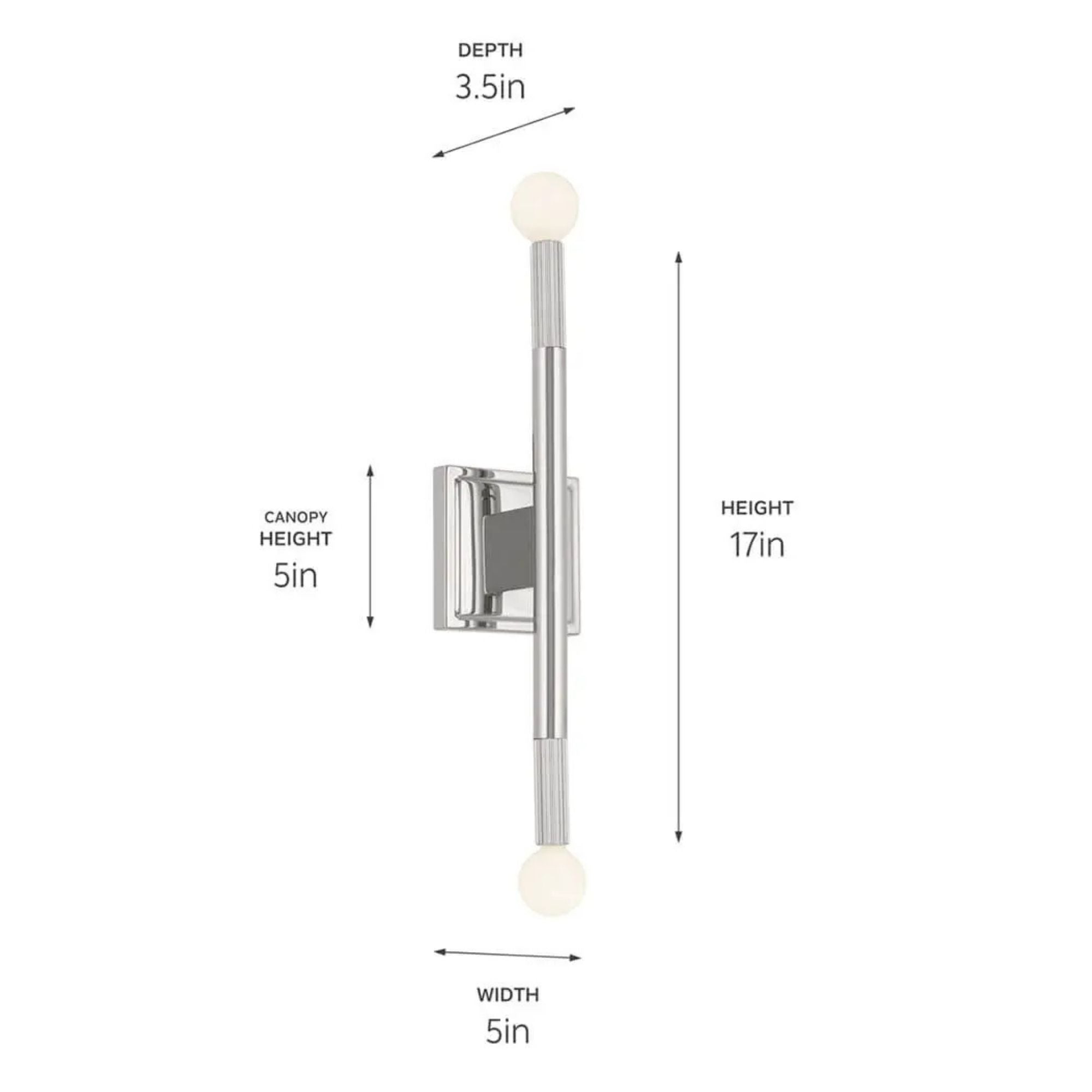 Kichler Odensa 17 in. 2-Light Wall Sconce, Polished Nickel
