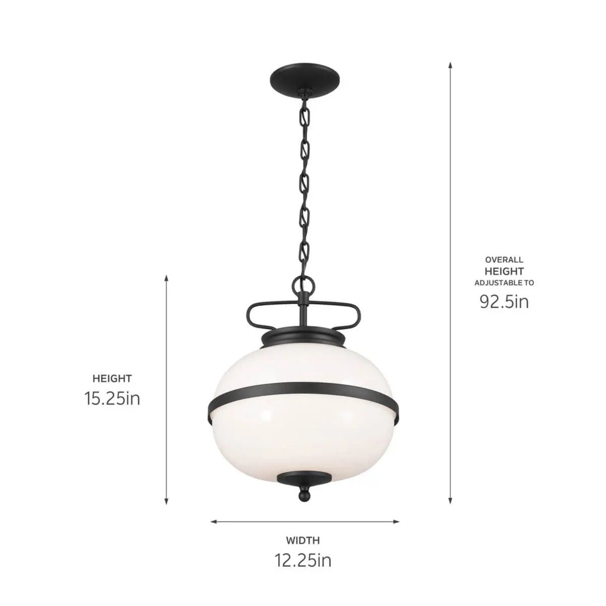 Kichler Opal 15.25 in. 2-Light Pendant, Textured Black