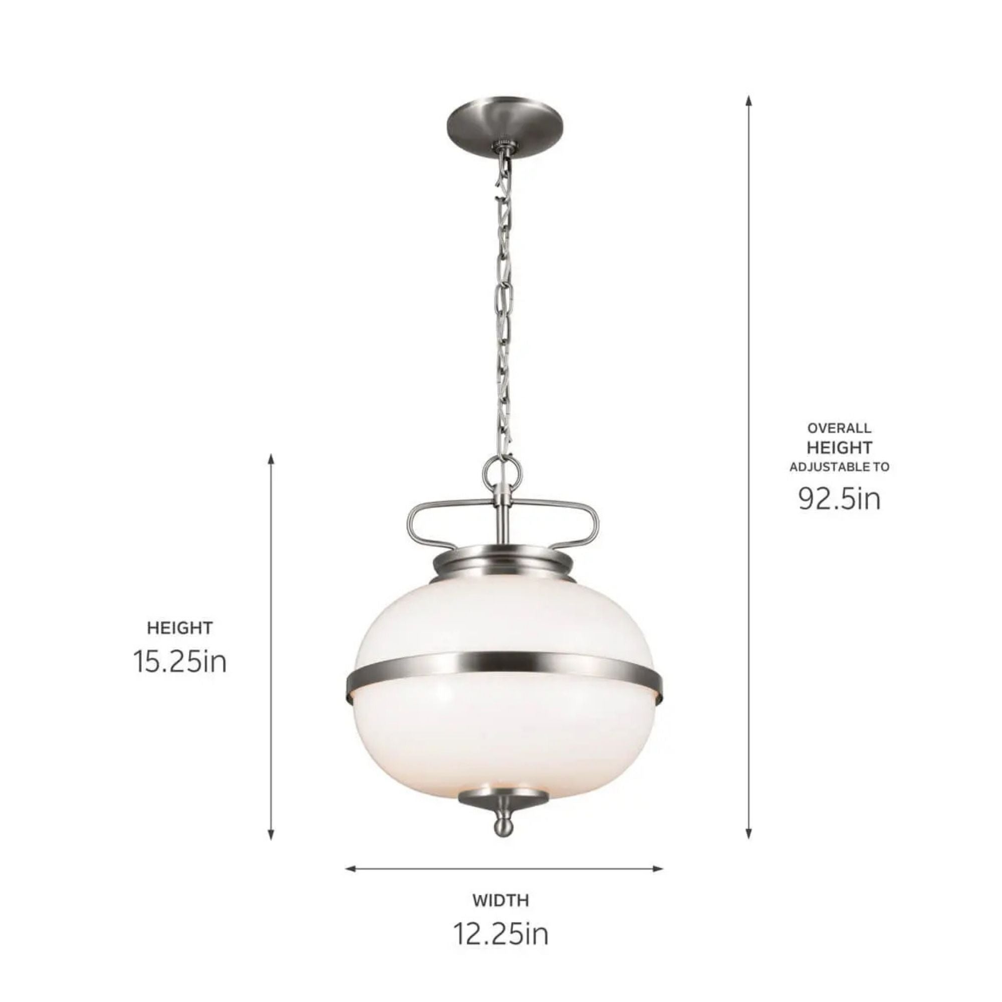 Kichler Opal 15.25 in. 2-Light Pendant, Classic Pewter