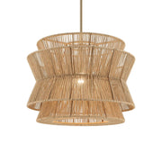 Kichler Ophira 22 in. Pendant Light, Champagne Bronze with Jute Hourglass Shade