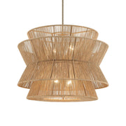 Kichler Ophira 28 in. 4-Light Pendant, Champagne Bronze with Jute Hourglass Shade