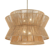 Kichler Ophira 36 in. 4-Light Pendant, Champagne Bronze with Jute Hourglass Shade
