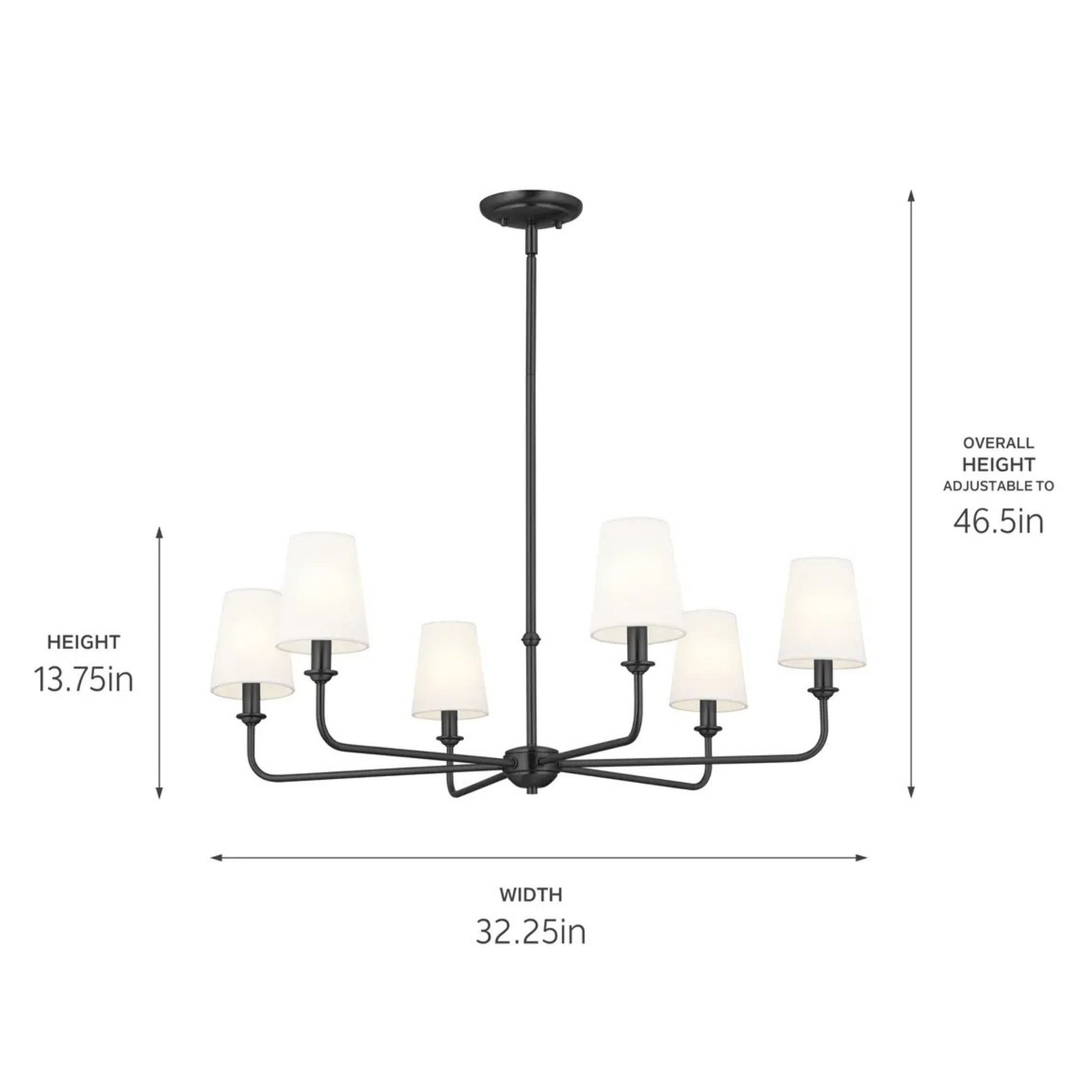 Kichler Lighting - Pallas 32" 6-Light Chandelier, Black Finish | Bees Lighting