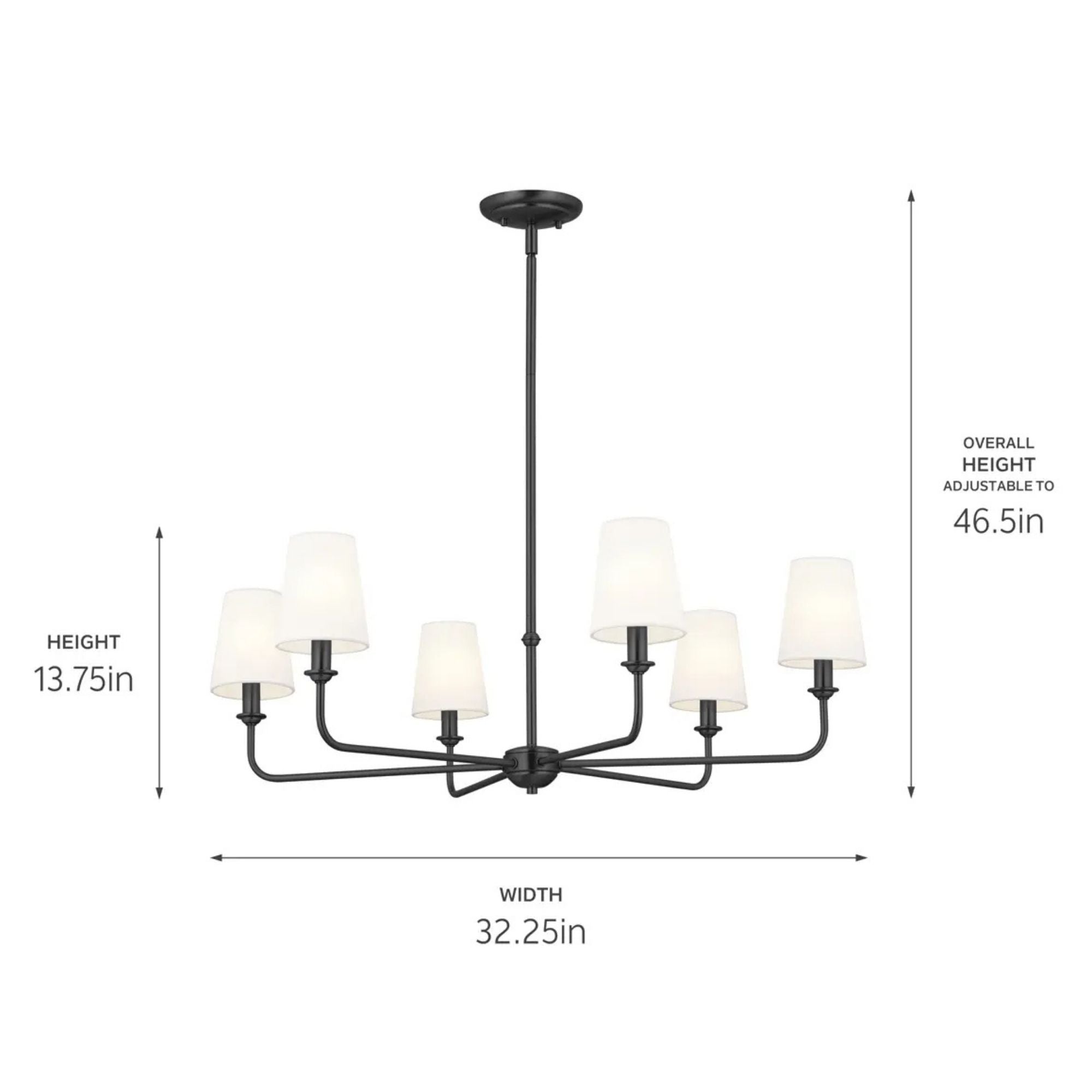 Kichler Lighting - Pallas 32" 6-Light Chandelier, Black Finish | Bees Lighting