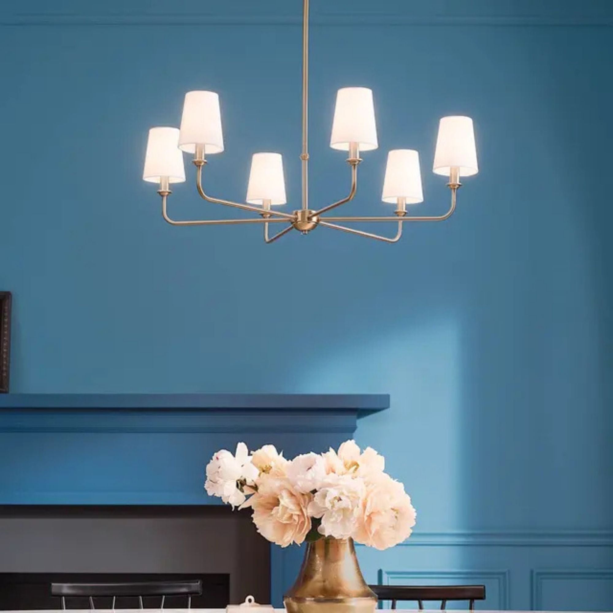 Pallas 32" 6-Light Chandelier, Brushed Natural Brass Finish