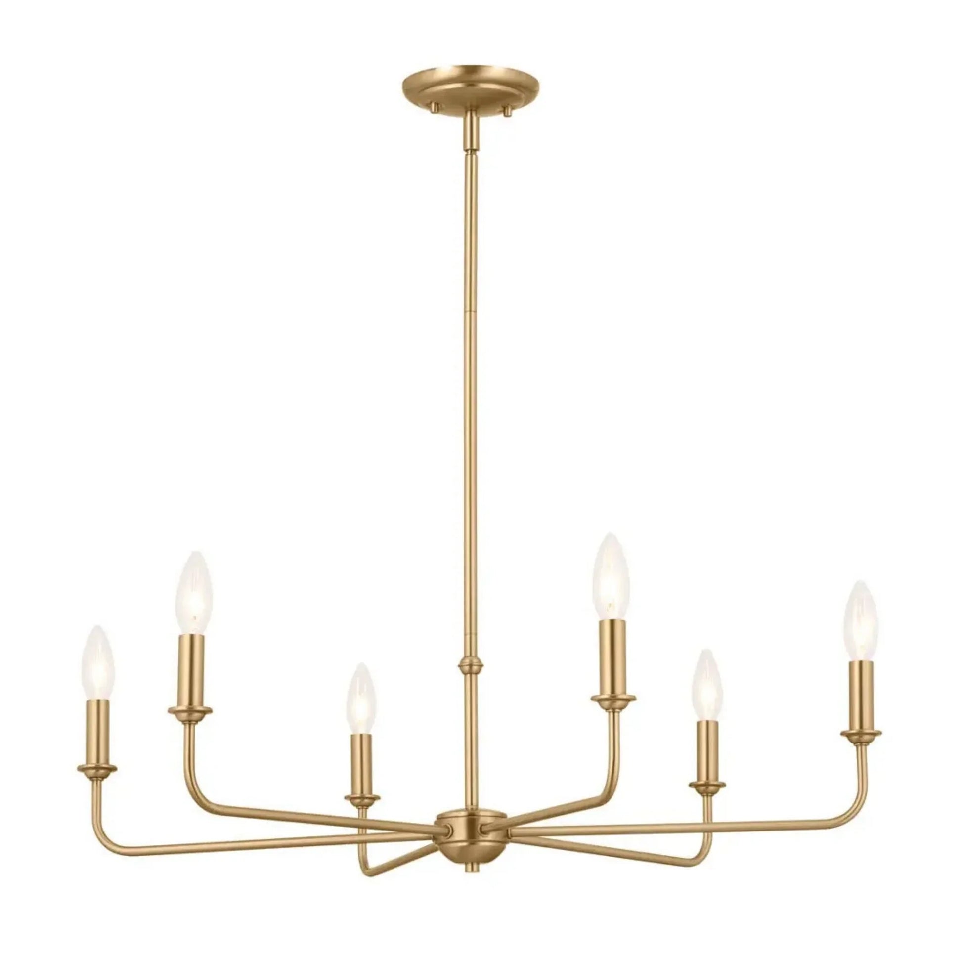 Kichler Lighting - Pallas 32" 6-Light Chandelier, Brushed Natural Brass Finish | Bees Lighting