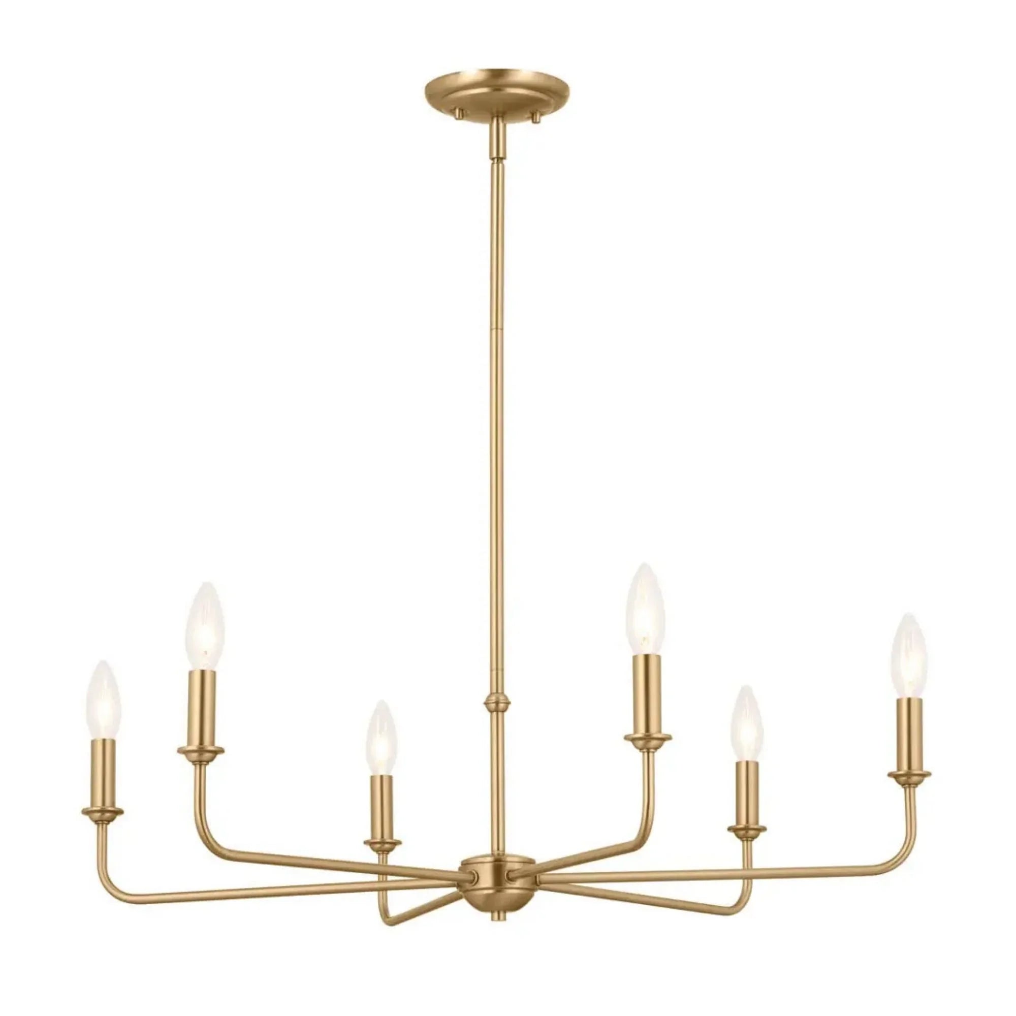 Kichler Lighting - Pallas 32" 6-Light Chandelier, Brushed Natural Brass Finish | Bees Lighting