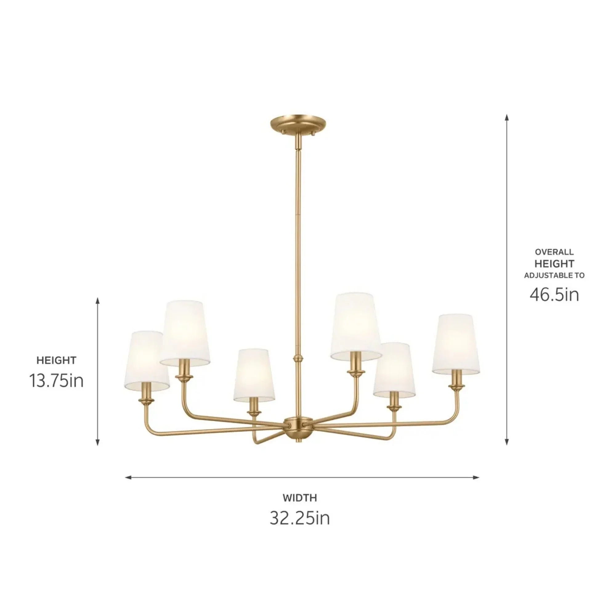 Kichler Lighting - Pallas 32" 6-Light Chandelier, Brushed Natural Brass Finish | Bees Lighting