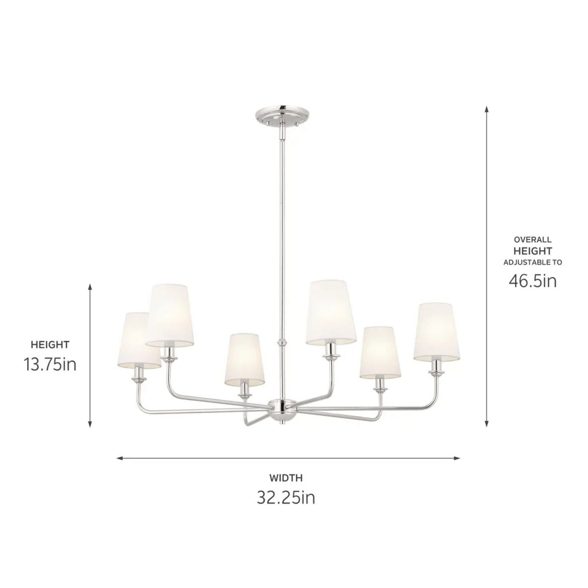 Kichler Lighting - Pallas 32" 6-Light Chandelier, Polished Nickel Finish | Bees Lighting