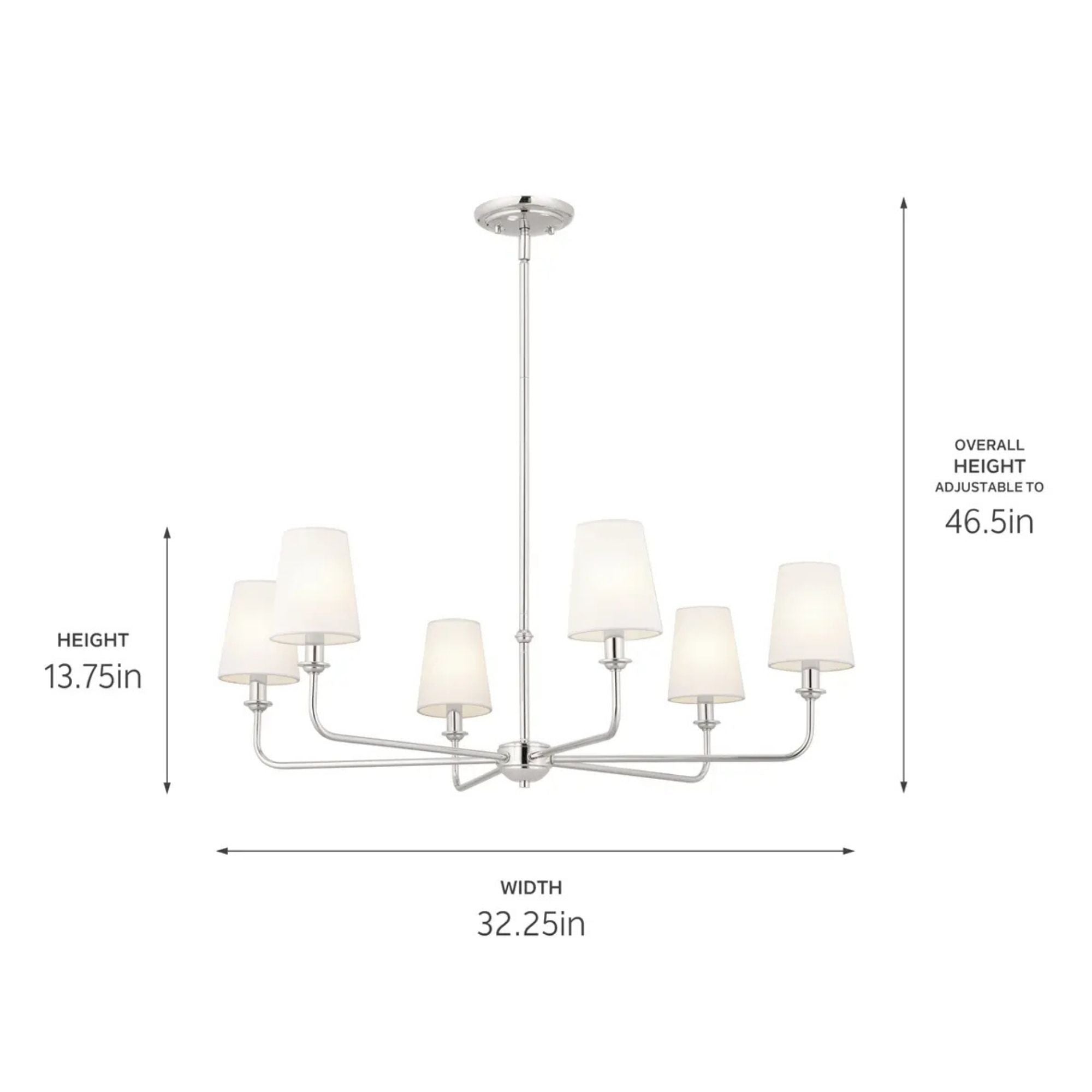 Kichler Lighting - Pallas 32" 6-Light Chandelier, Polished Nickel Finish | Bees Lighting