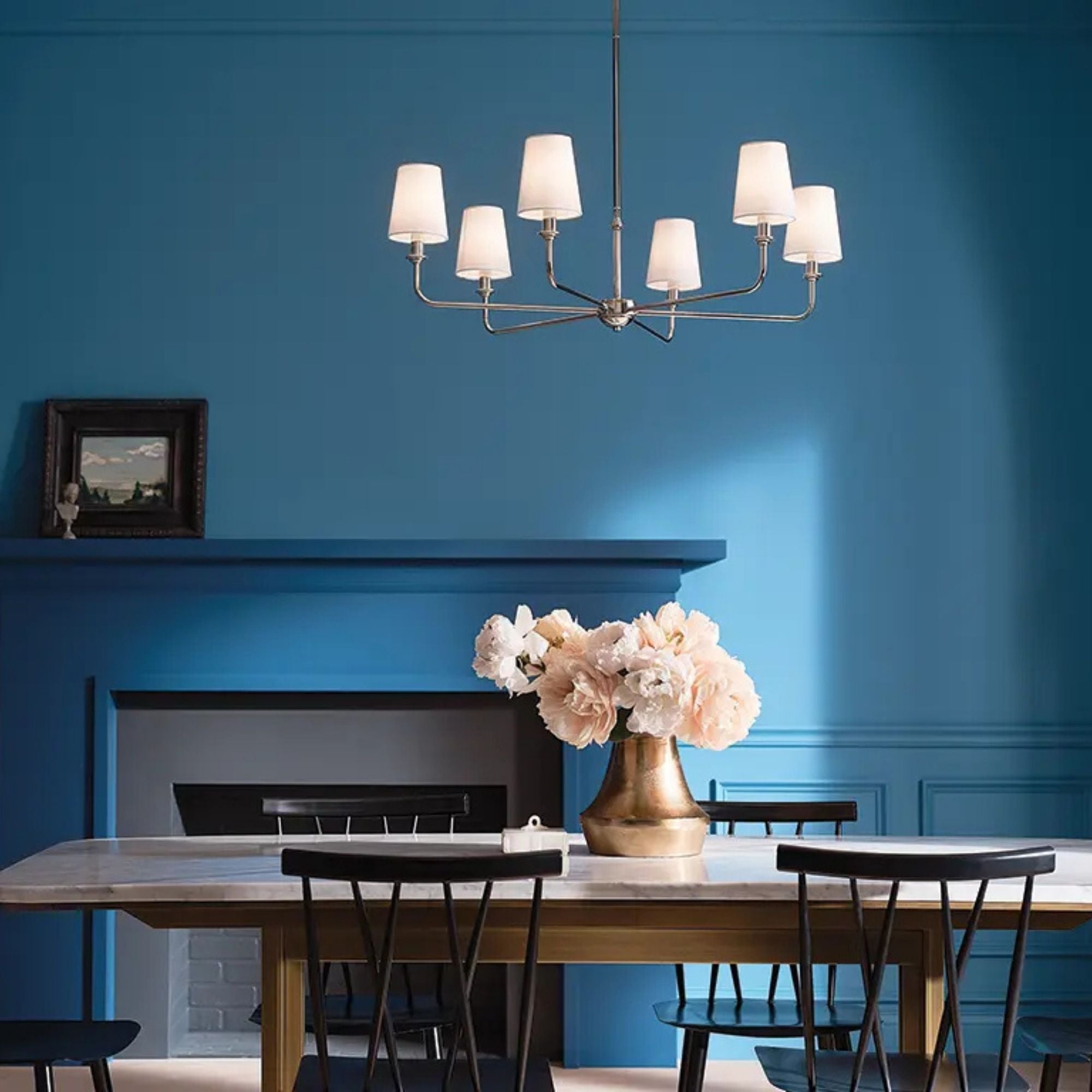 Kichler Lighting - Pallas 32" 6-Light Chandelier, Polished Nickel Finish | Bees Lighting