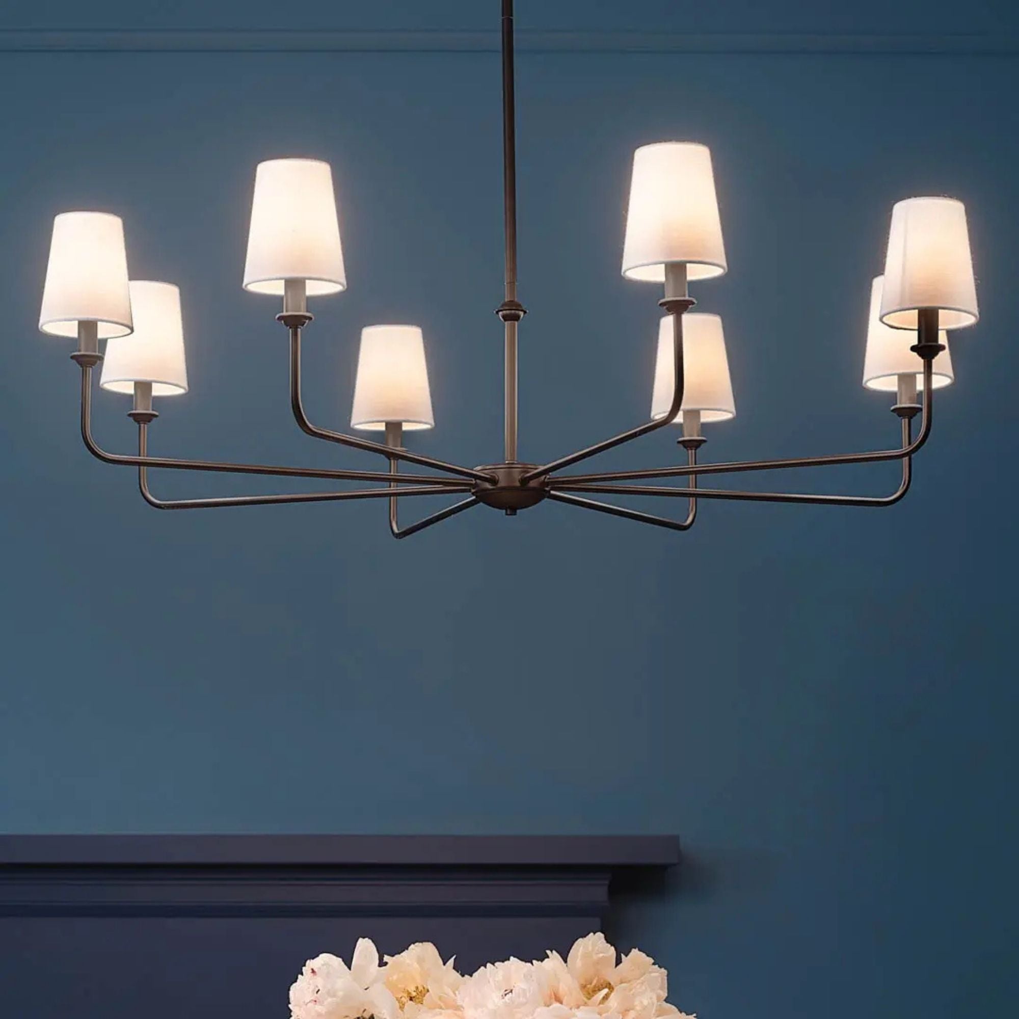 Kichler Lighting - Pallas 43" 8-Light Chandelier, Black Finish | Bees Lighting