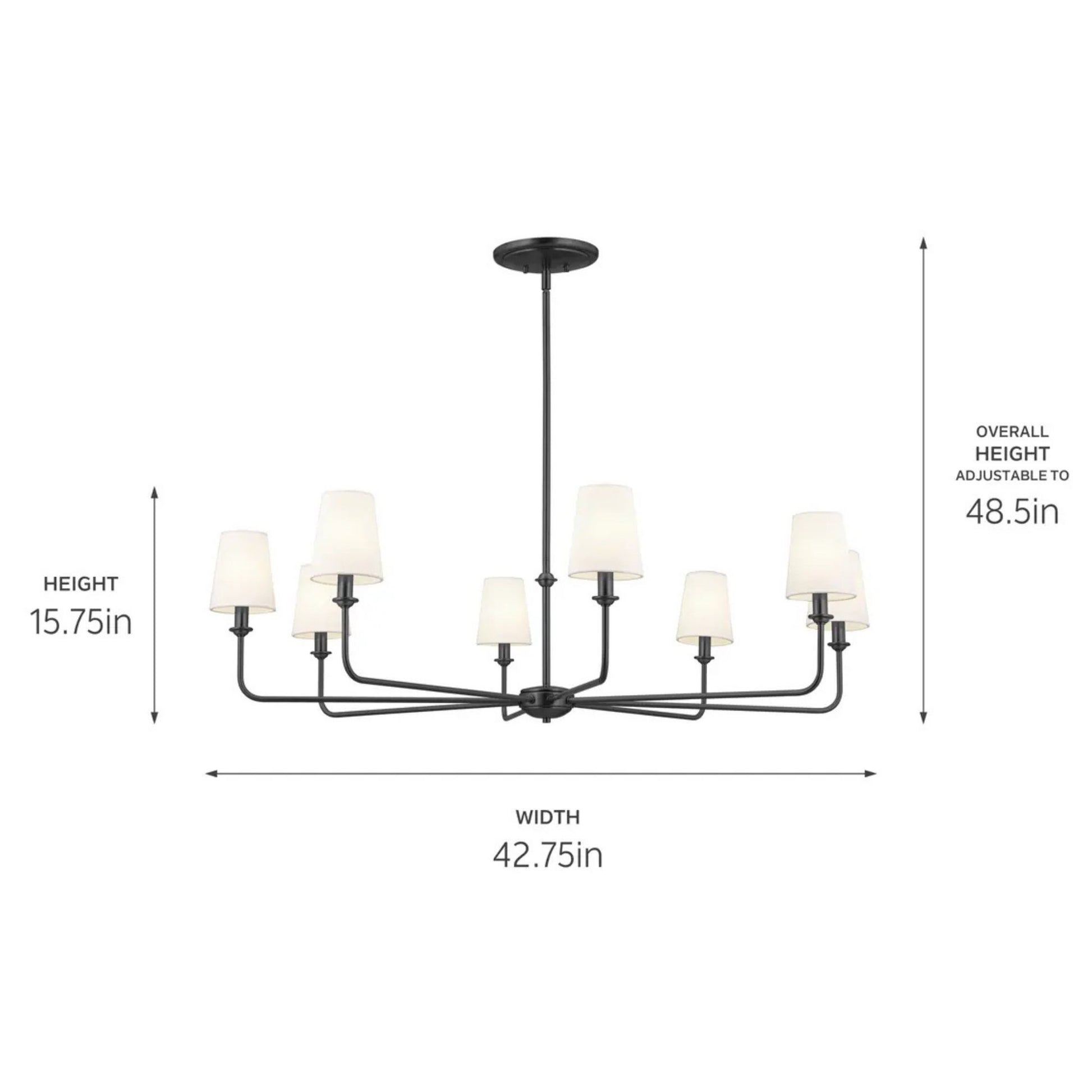 Kichler Lighting - Pallas 43" 8-Light Chandelier, Black Finish | Bees Lighting