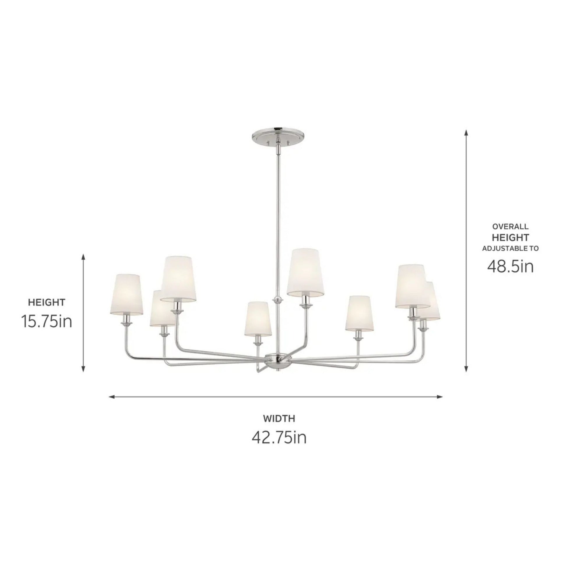 Kichler Lighting - Pallas 43" 8-Light Chandelier, Polished Nickel Finish | Bees Lighting
