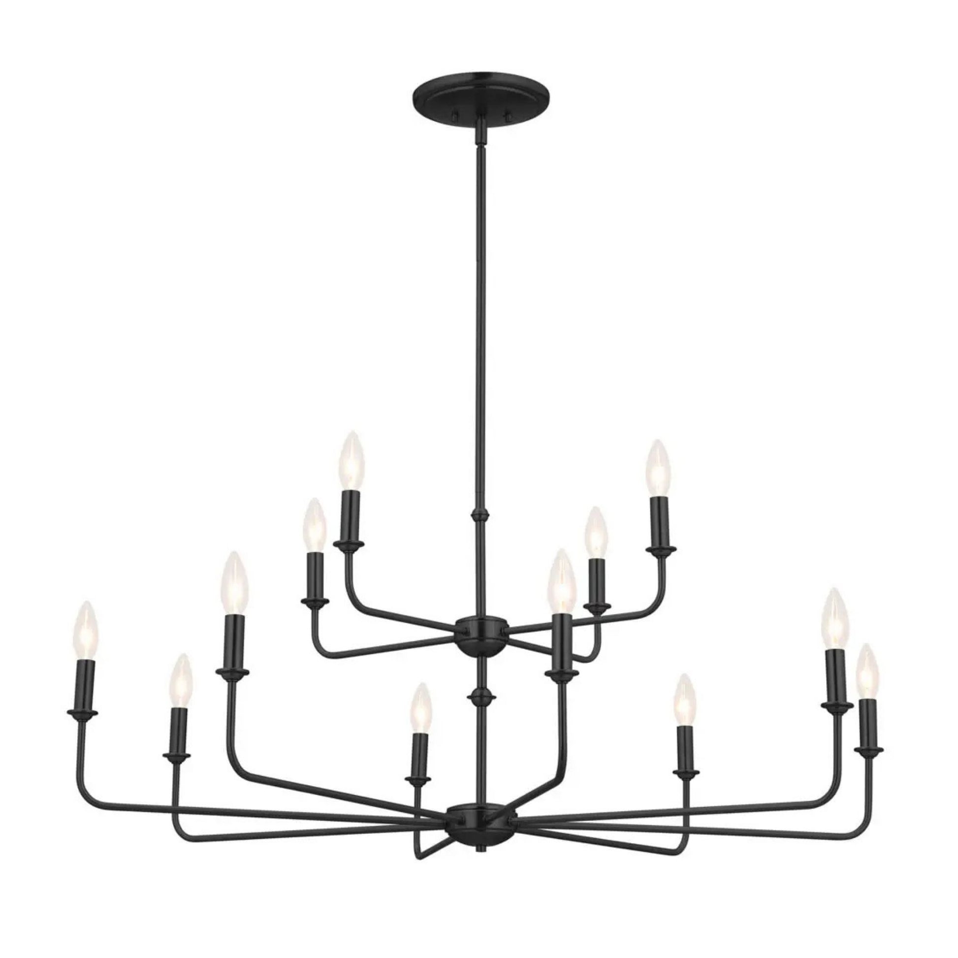 Kichler Lighting - Pallas 43" 12-Light Chandelier, Black Finish | Bees Lighting