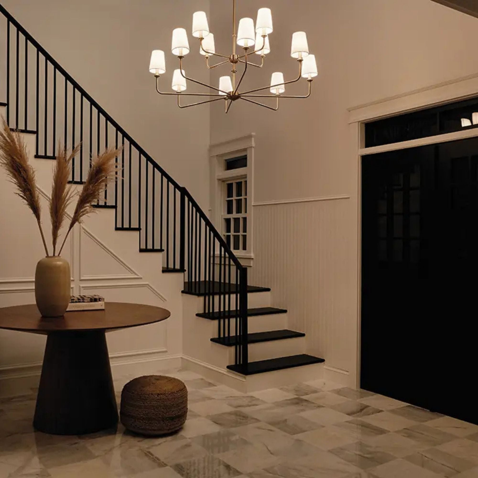 Pallas 43" 12-Light Chandelier, Brushed Natural Brass Finish