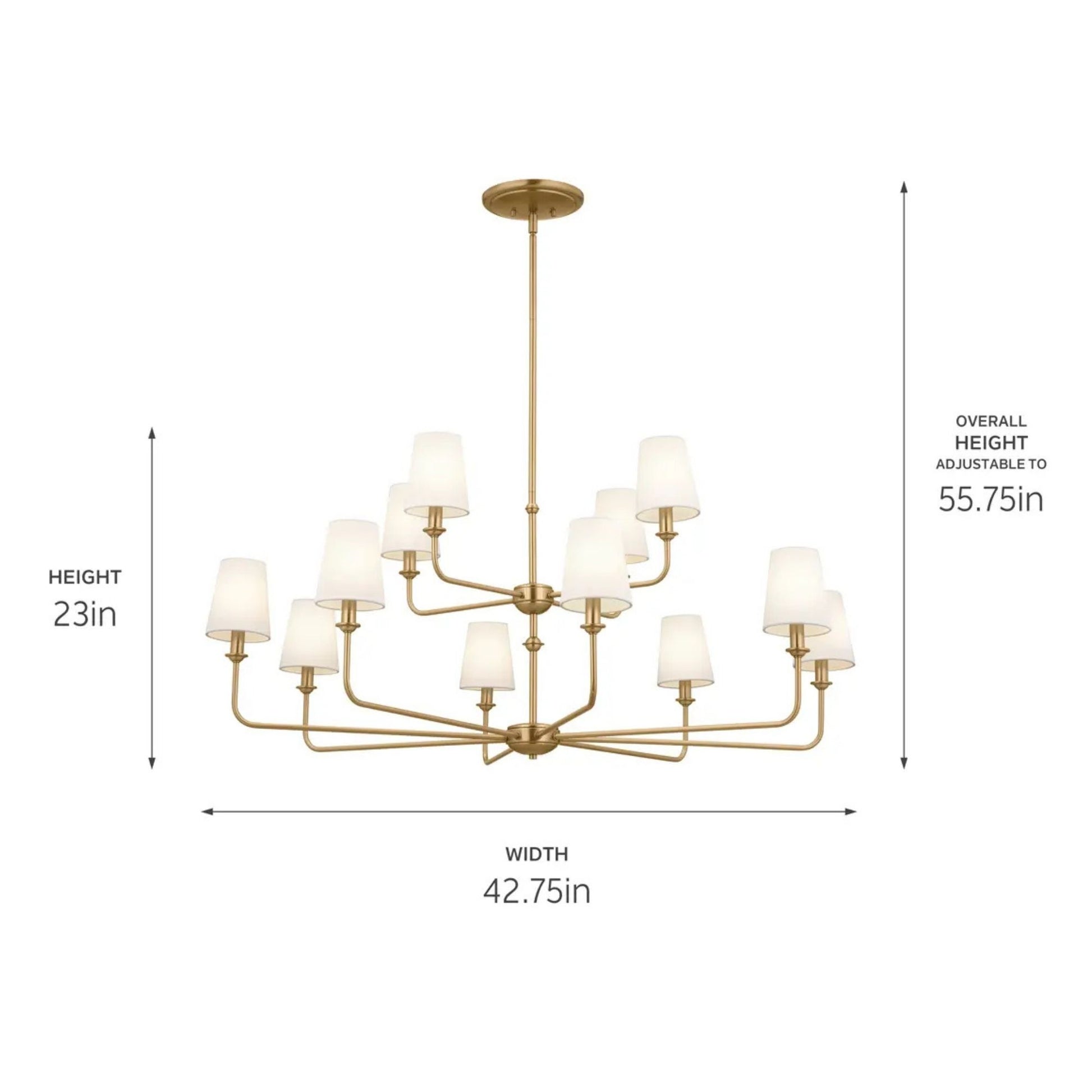Kichler Lighting - Pallas 43" 12-Light Chandelier, Brushed Natural Brass Finish | Bees Lighting