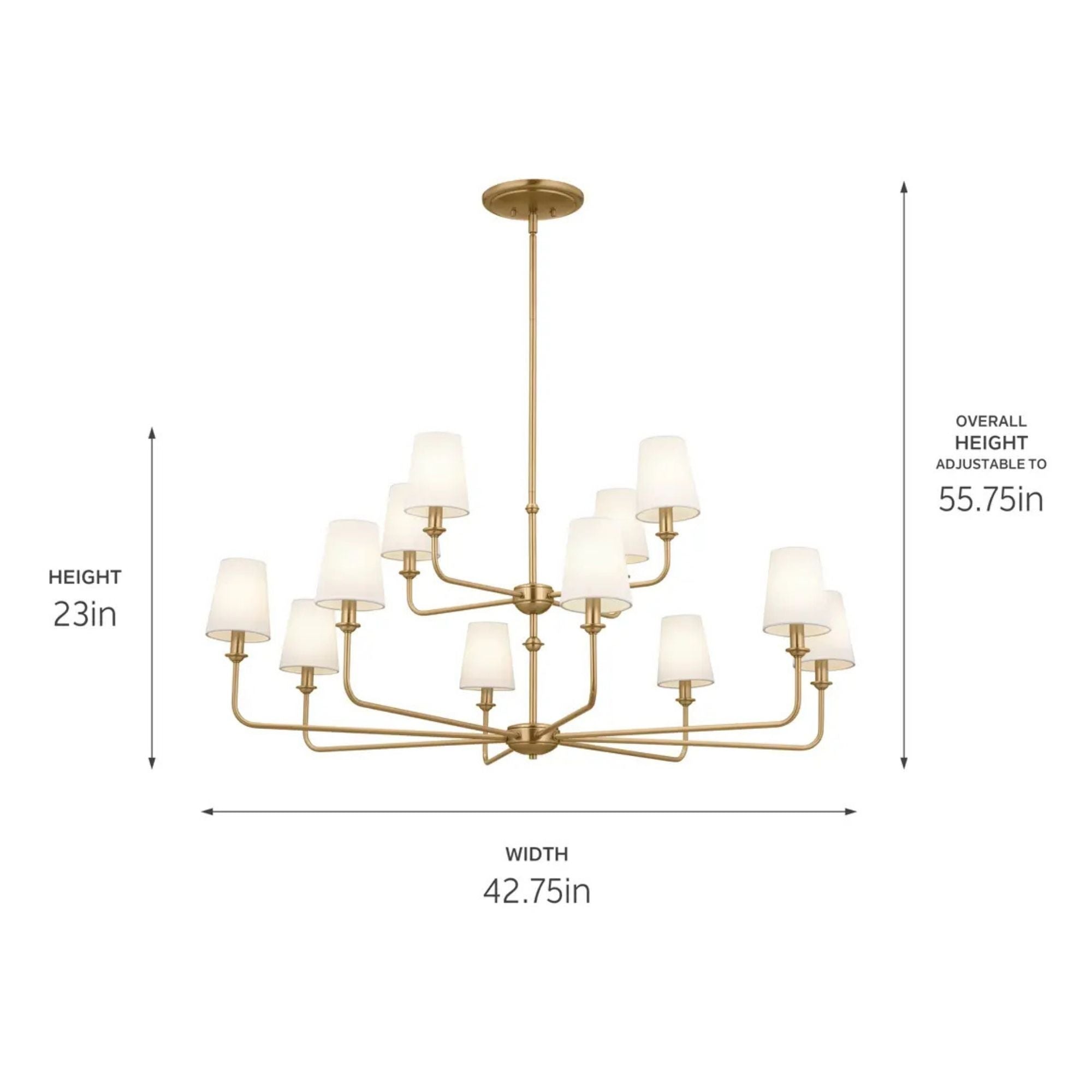 Kichler Lighting - Pallas 43" 12-Light Chandelier, Brushed Natural Brass Finish | Bees Lighting