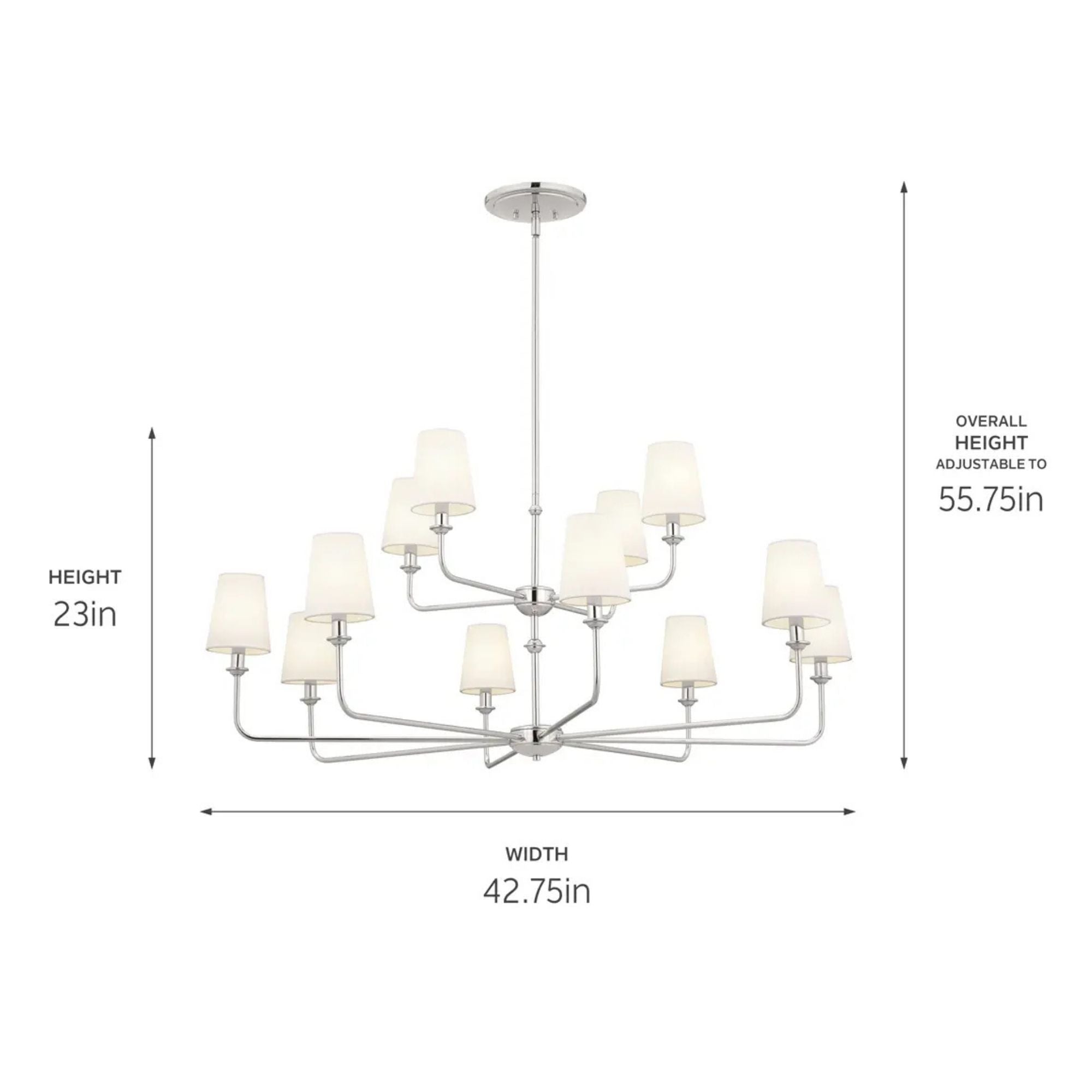 Kichler Lighting - Pallas 43" 12-Light Chandelier, Polished Nickel Finish | Bees Lighting