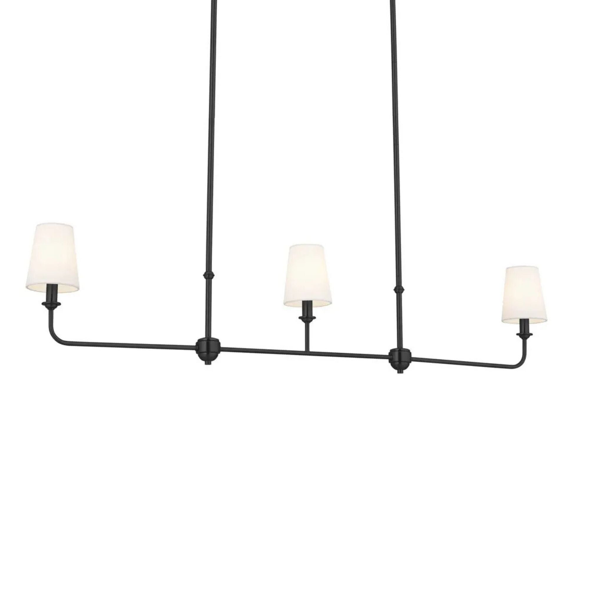 Pallas 48" 3-Light Linear Chandelier, Black Finish