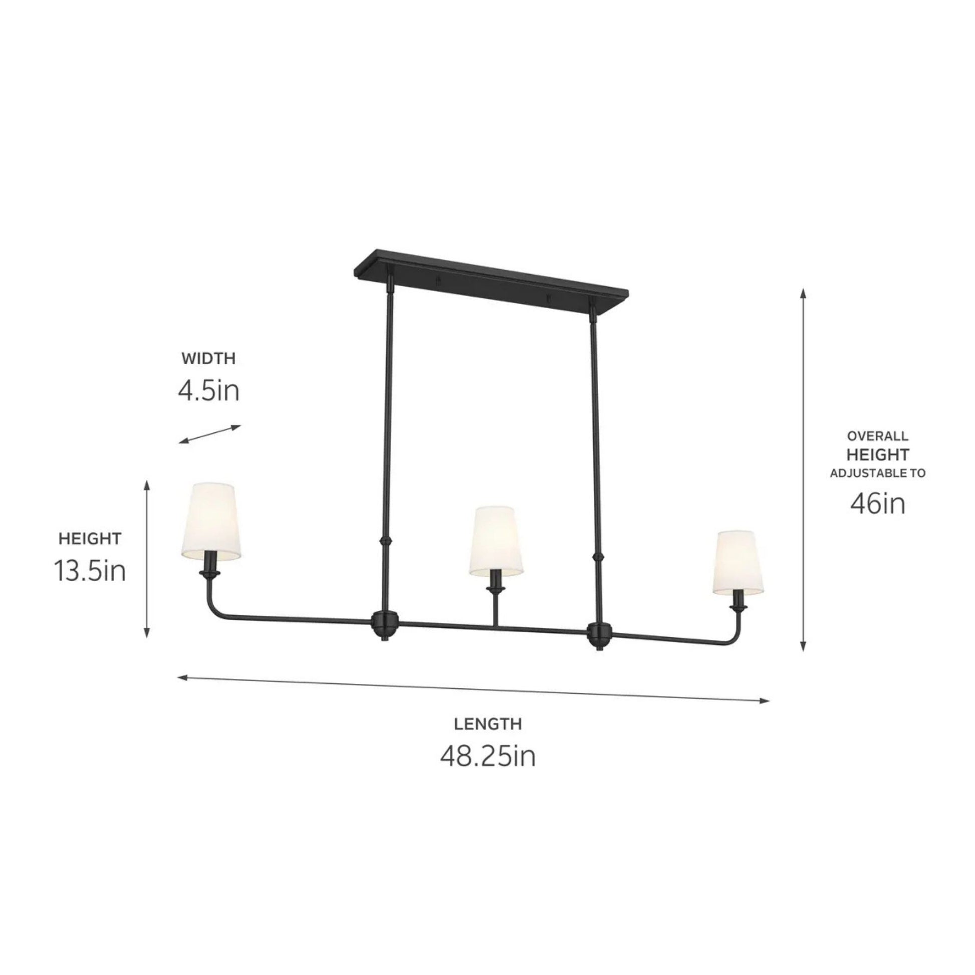 Kichler Lighting - Pallas 48" 3-Light Linear Chandelier, Black Finish | Bees Lighting