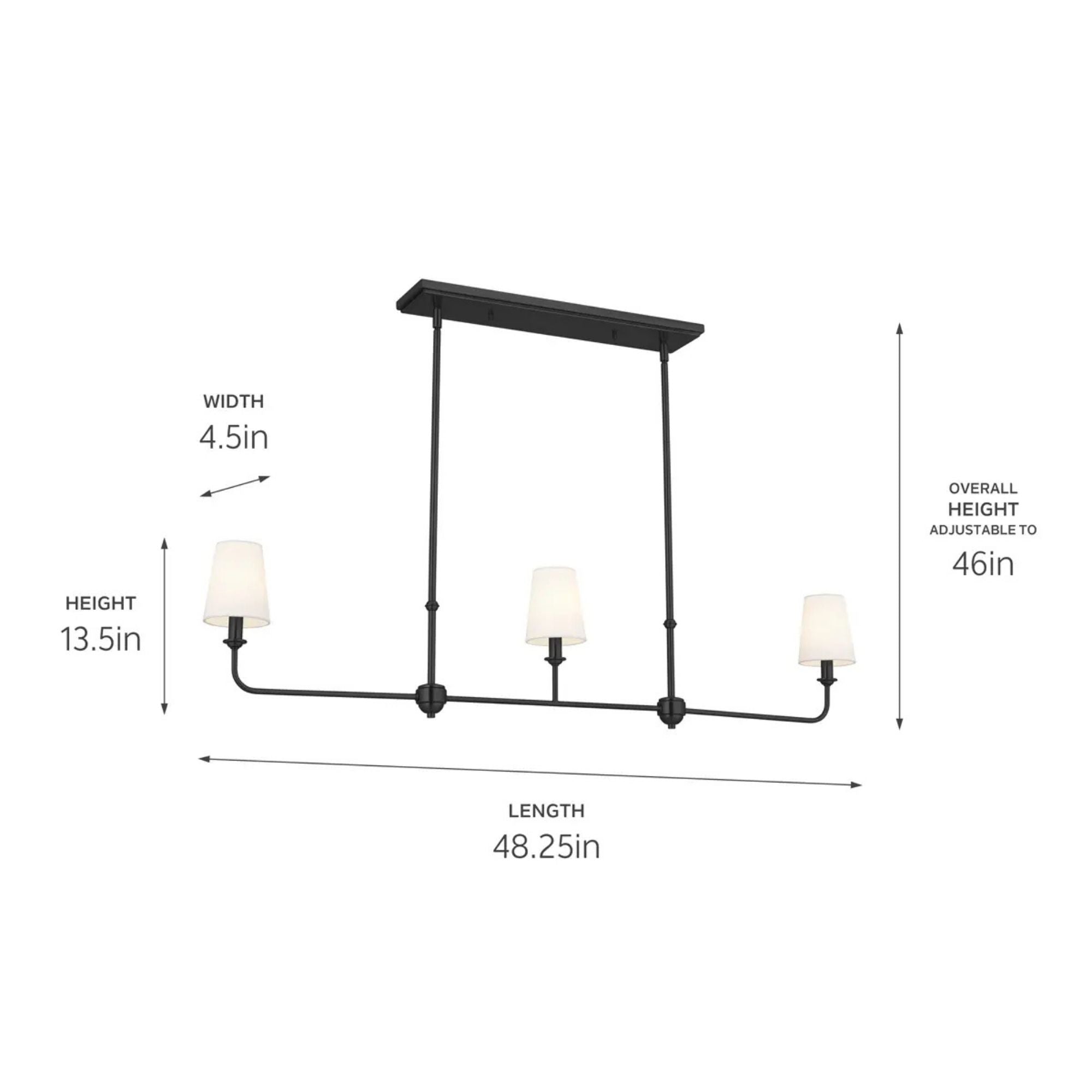 Kichler Lighting - Pallas 48" 3-Light Linear Chandelier, Black Finish | Bees Lighting