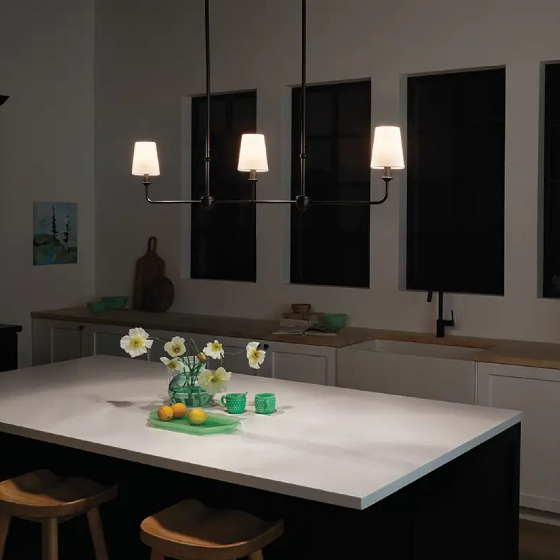 Kichler Lighting - Pallas 48" 3-Light Linear Chandelier, Black Finish | Bees Lighting