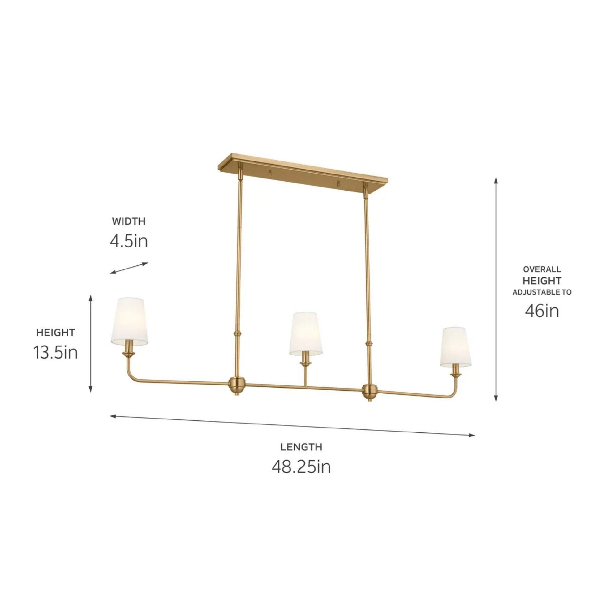 Kichler Lighting - Pallas 48" 3-Light Linear Chandelier, Brushed Natural Brass Finish | Bees Lighting