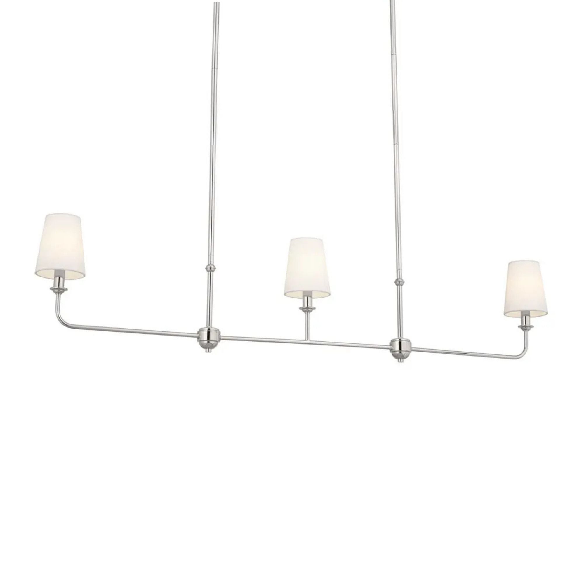 Pallas 48" 3-Light Linear Chandelier, Polished Nickel Finish