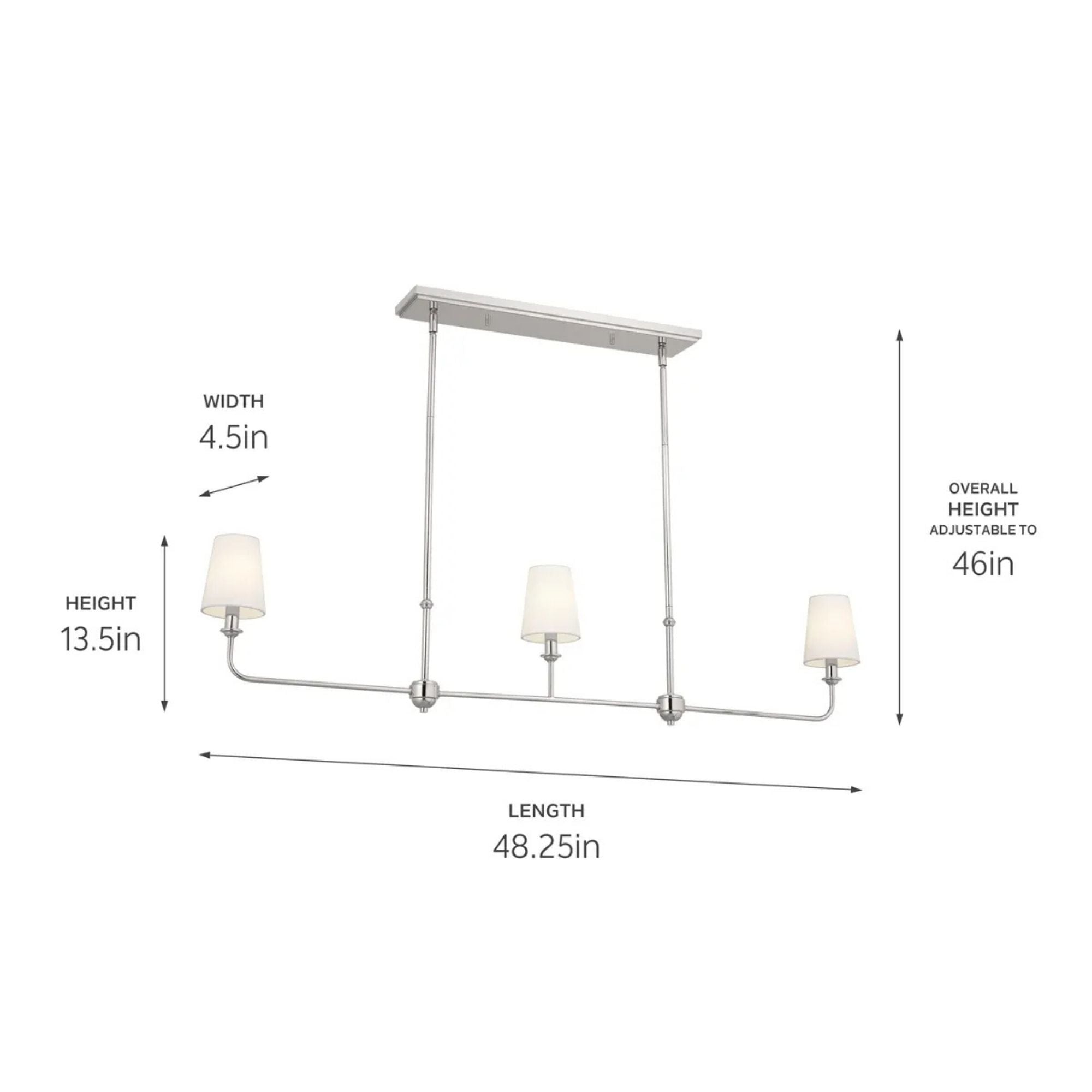 Kichler Lighting - Pallas 48" 3-Light Linear Chandelier, Polished Nickel Finish | Bees Lighting