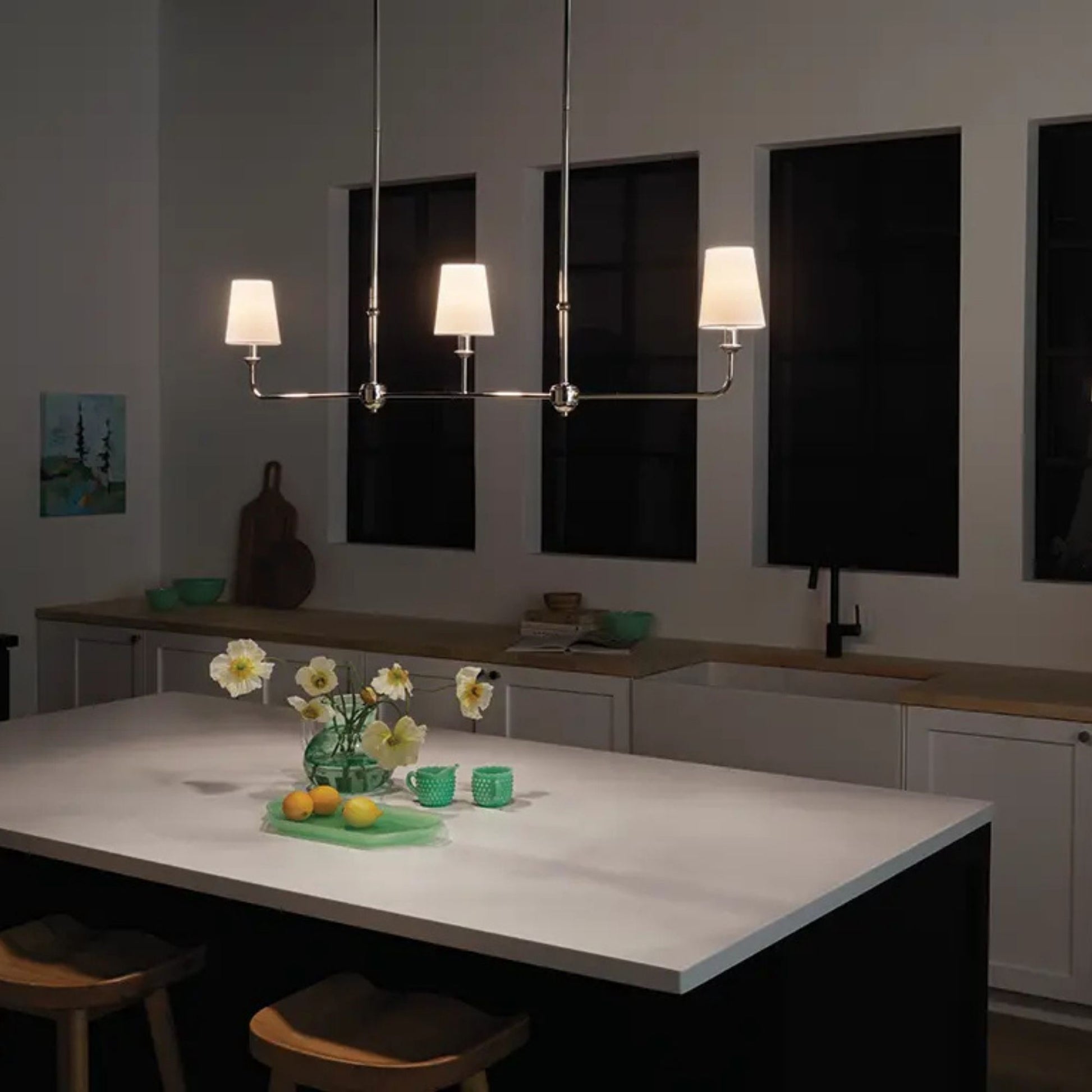 Kichler Lighting - Pallas 48" 3-Light Linear Chandelier, Polished Nickel Finish | Bees Lighting