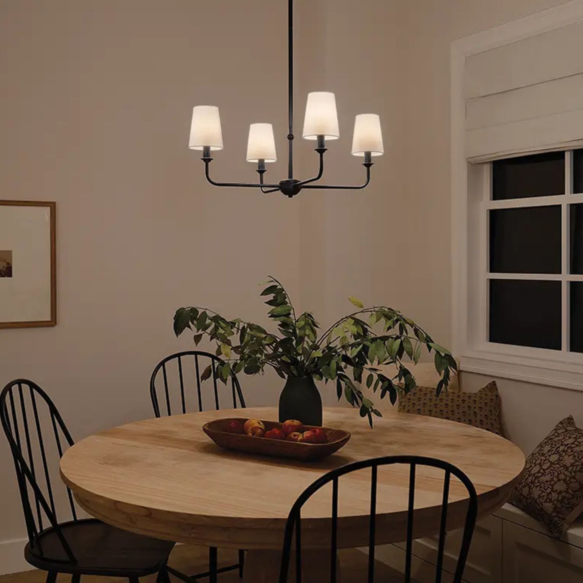 Pallas 25" 4-Light Chandelier, Black Finish