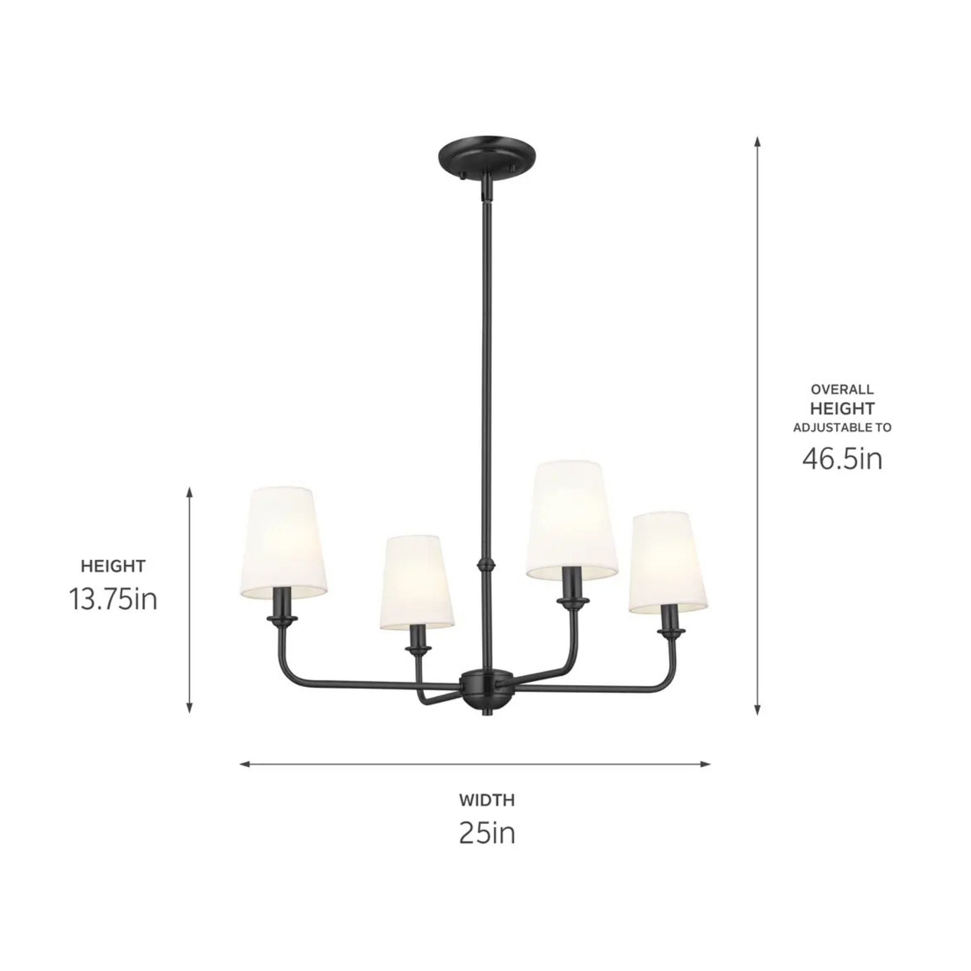 Pallas 25" 4-Light Chandelier, Black Finish