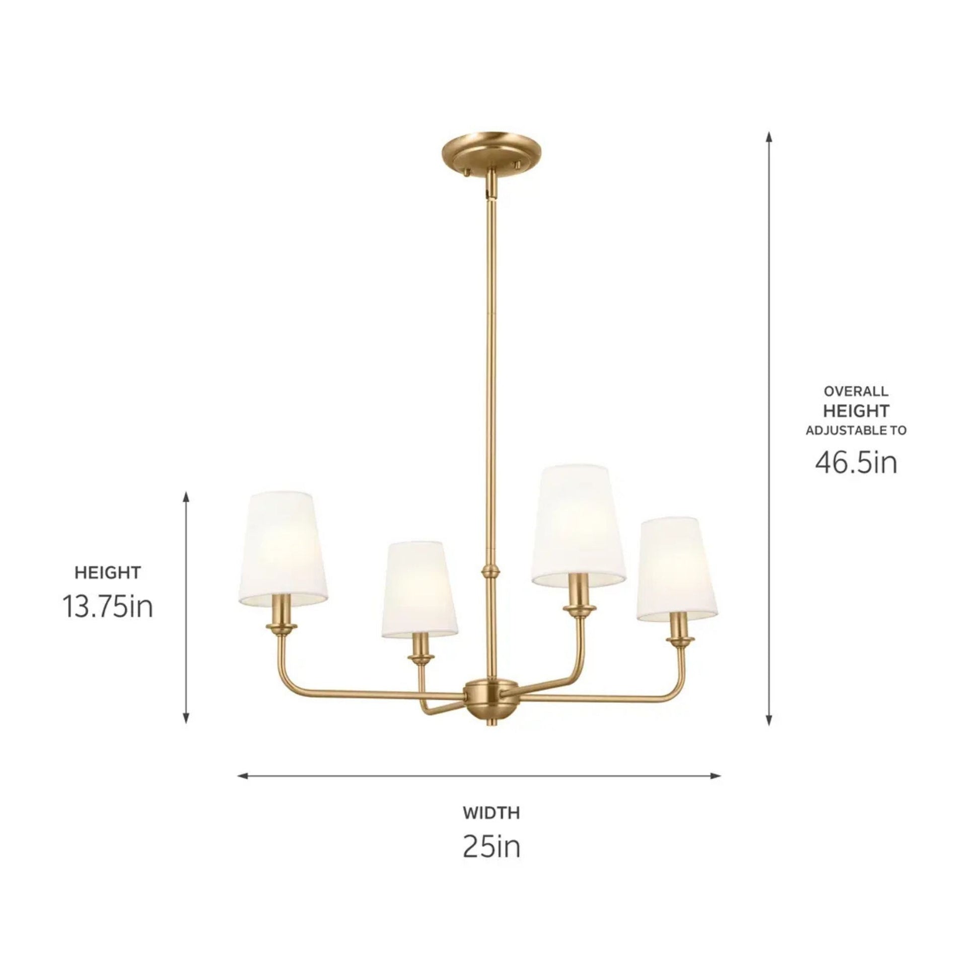 Kichler Lighting - Pallas 25" 4-Light Chandelier, Brushed Natural Brass Finish | Bees Lighting