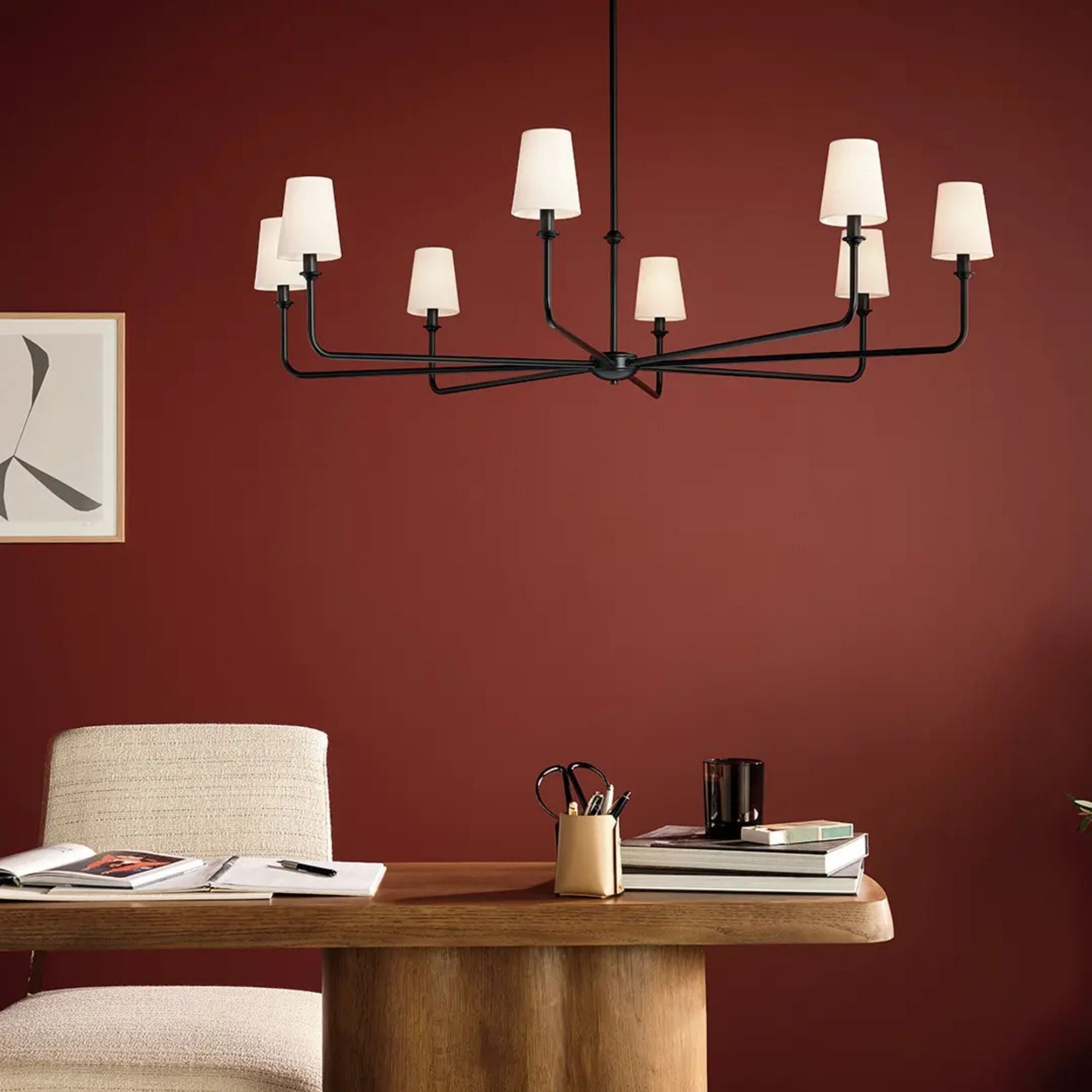 Kichler Lighting - Pallas 52" 8-Light Chandelier, Black Finish | Bees Lighting