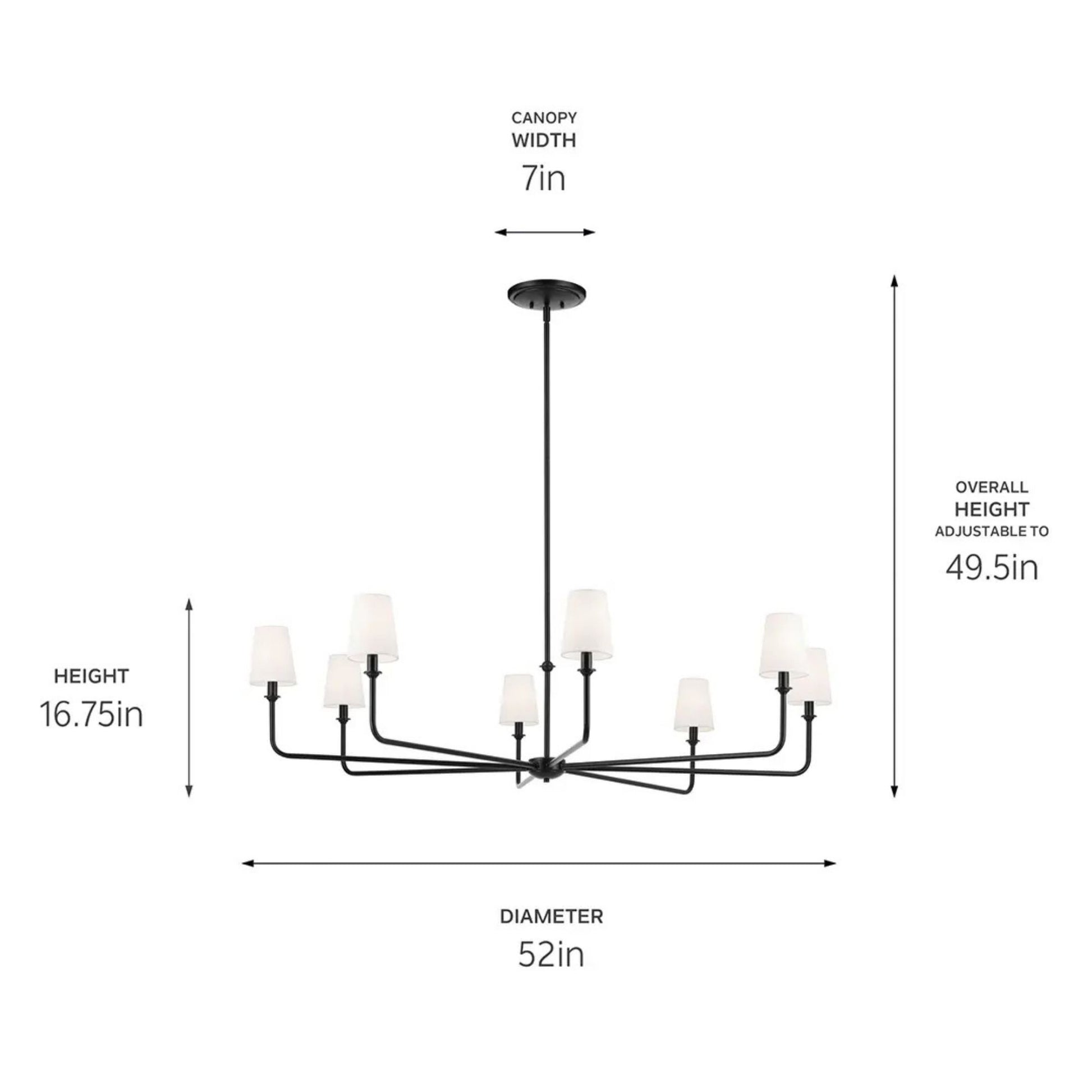 Kichler Lighting - Pallas 52" 8-Light Chandelier, Black Finish | Bees Lighting