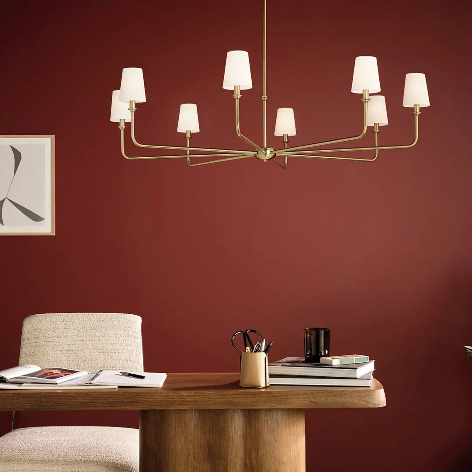 Kichler Lighting - Pallas 52" 8-Light Chandelier, Brushed Natural Brass Finish | Bees Lighting